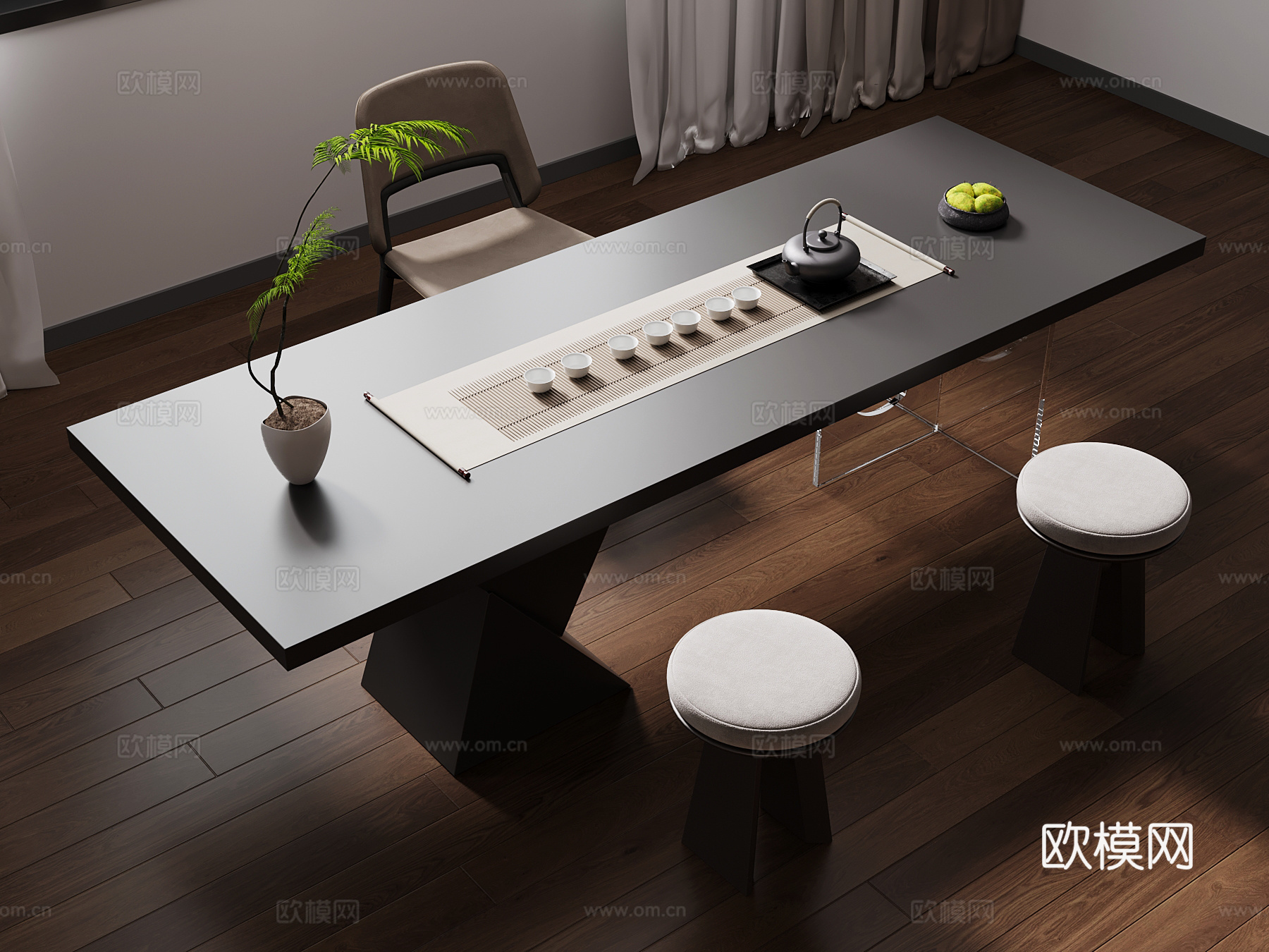 现代茶桌椅3d模型下载