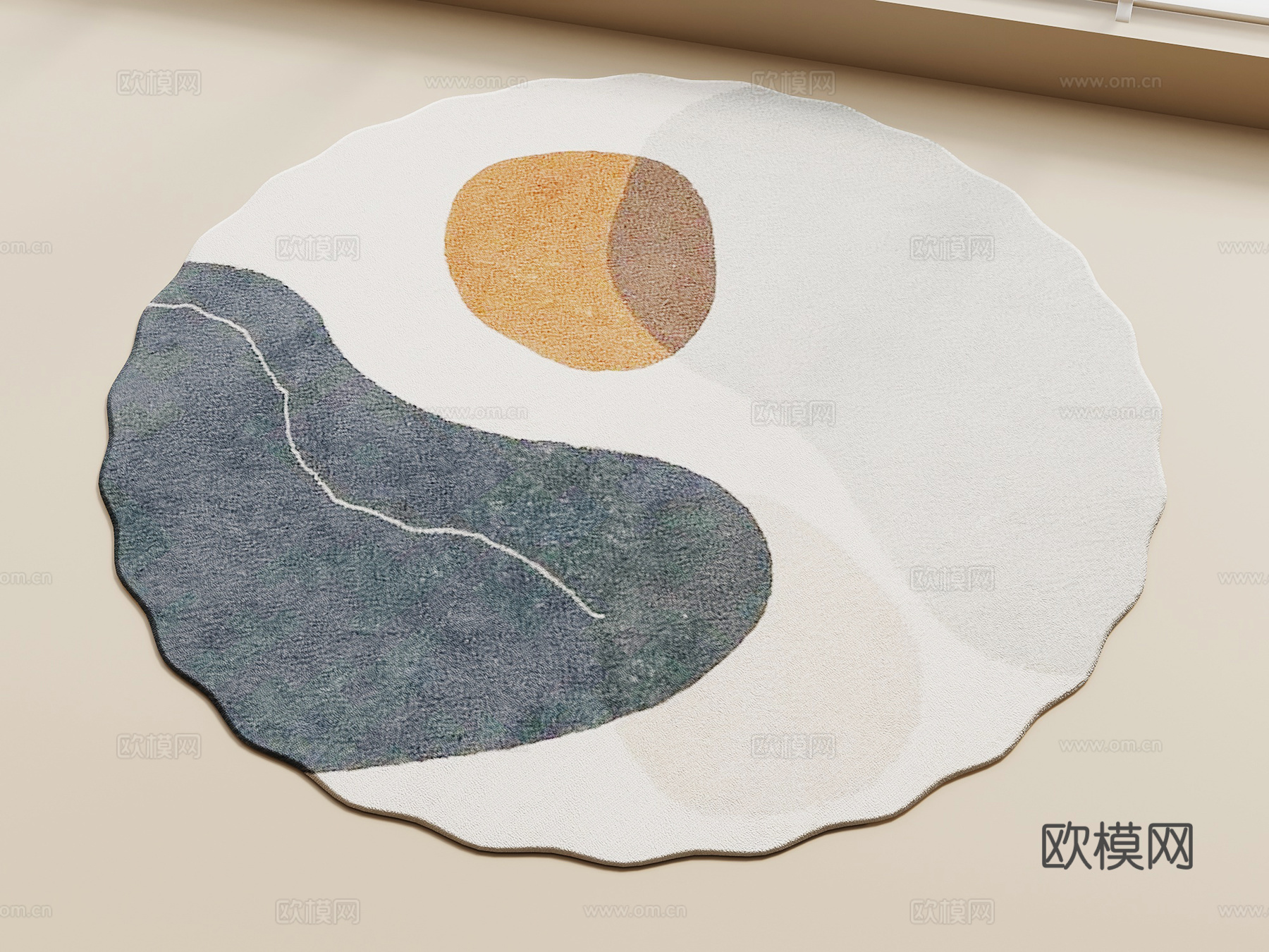 现代地毯 圆形地毯su模型