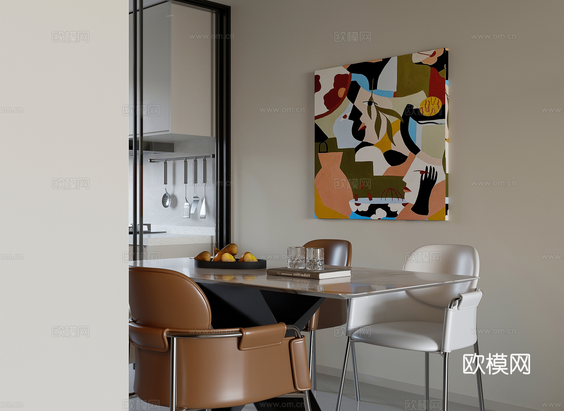 现代意式无主灯餐厅su模型