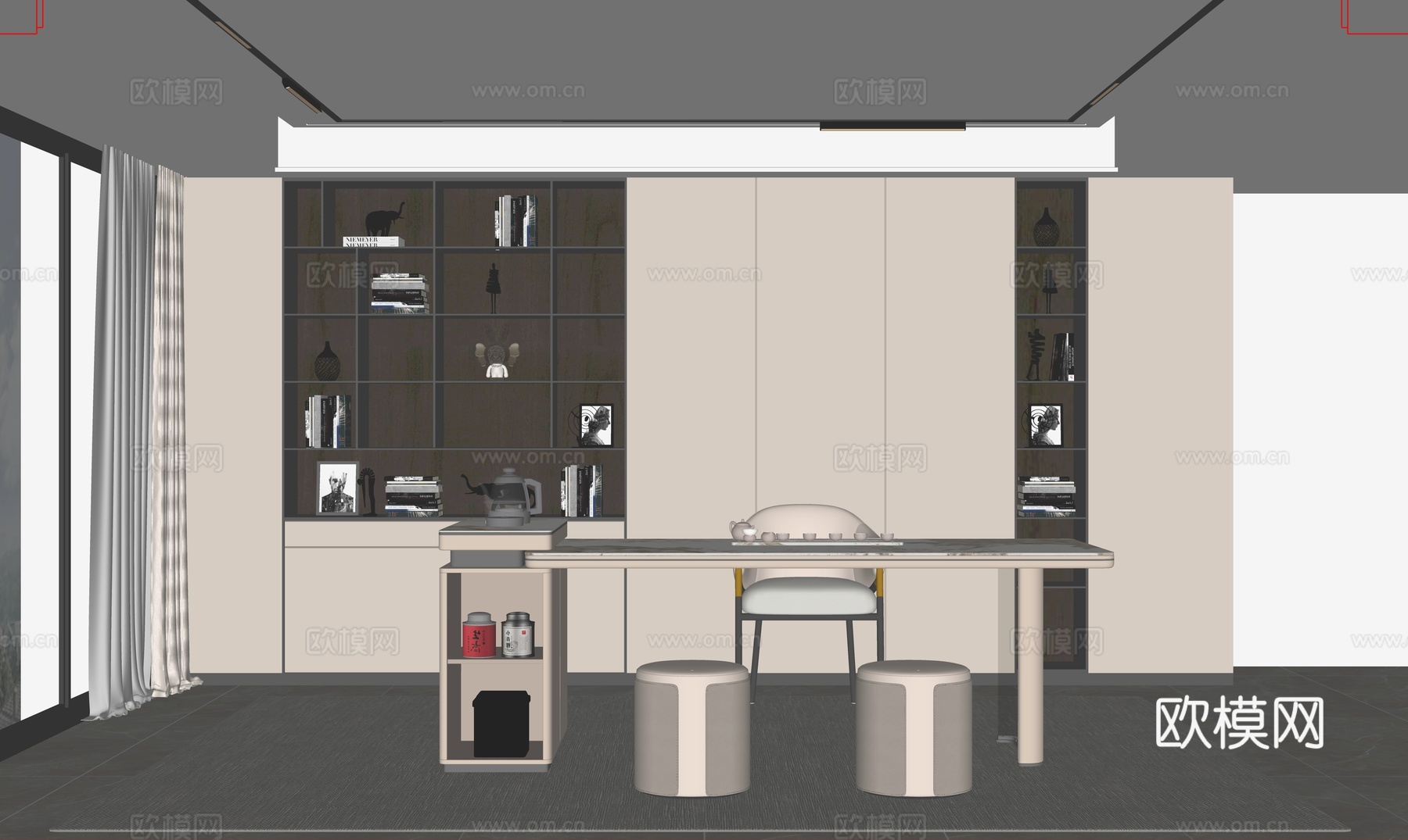 现代网红茶室su模型