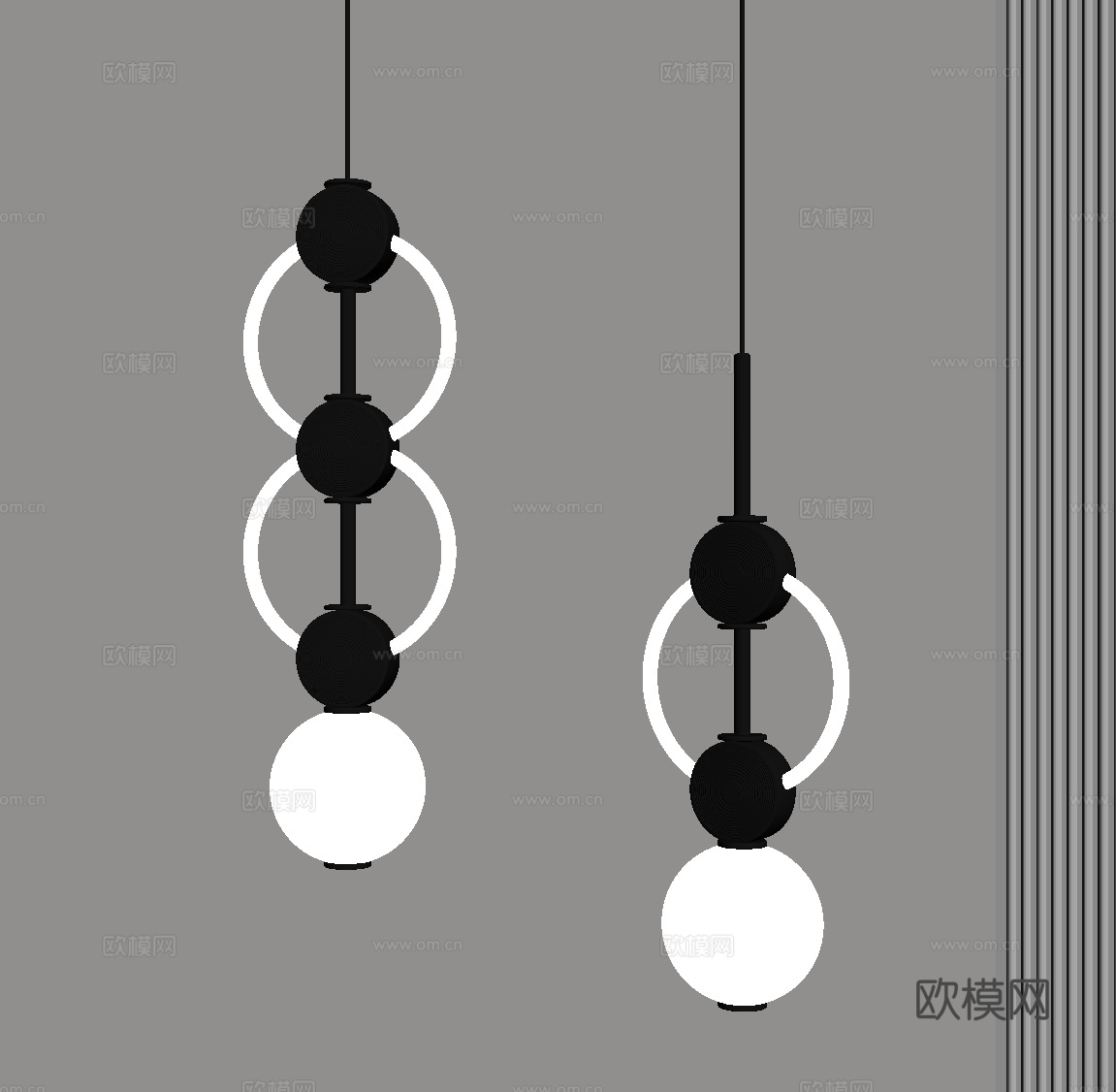 现代意式吊灯 球形吊灯 鱼线吊灯su模型