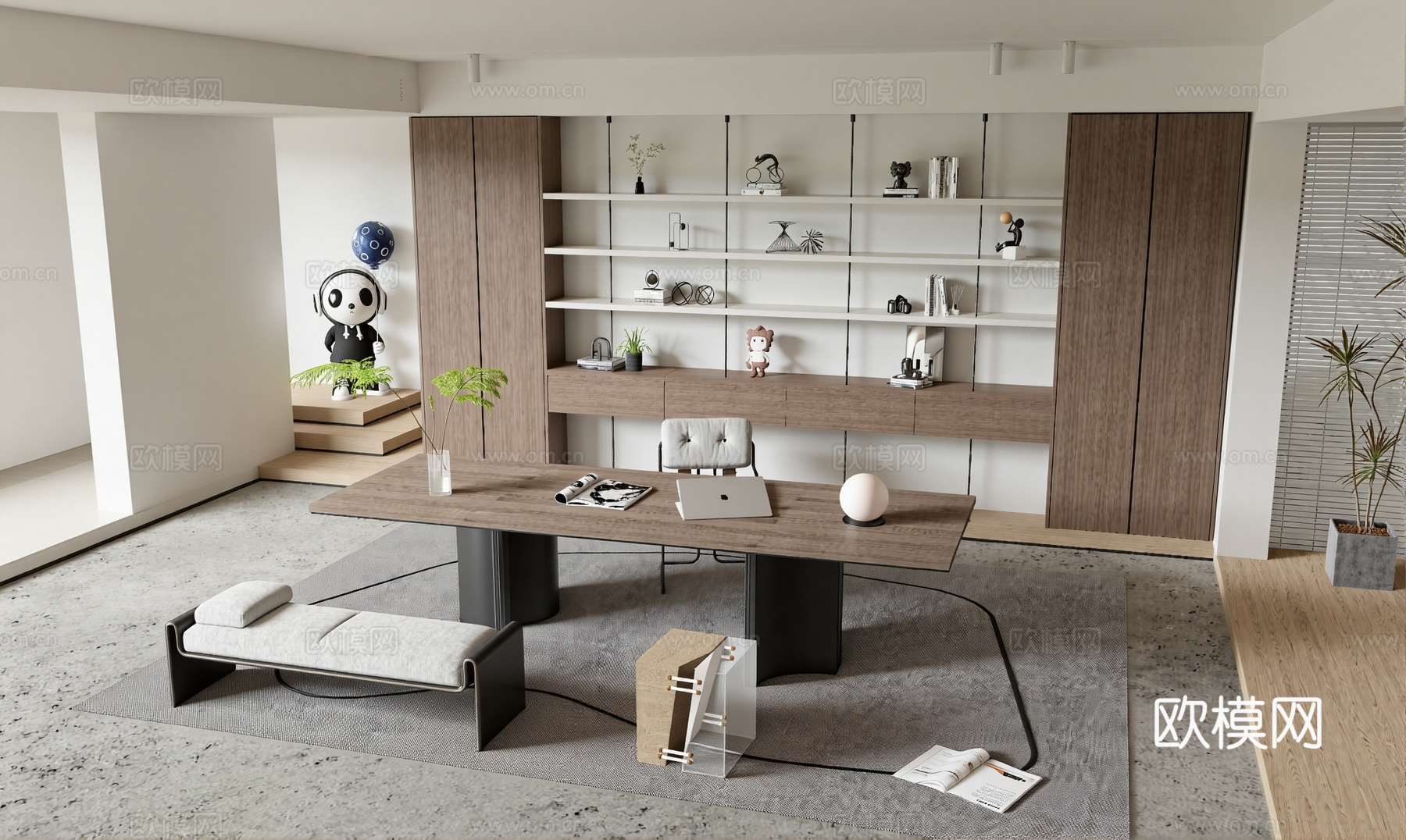 现代网红书房su模型