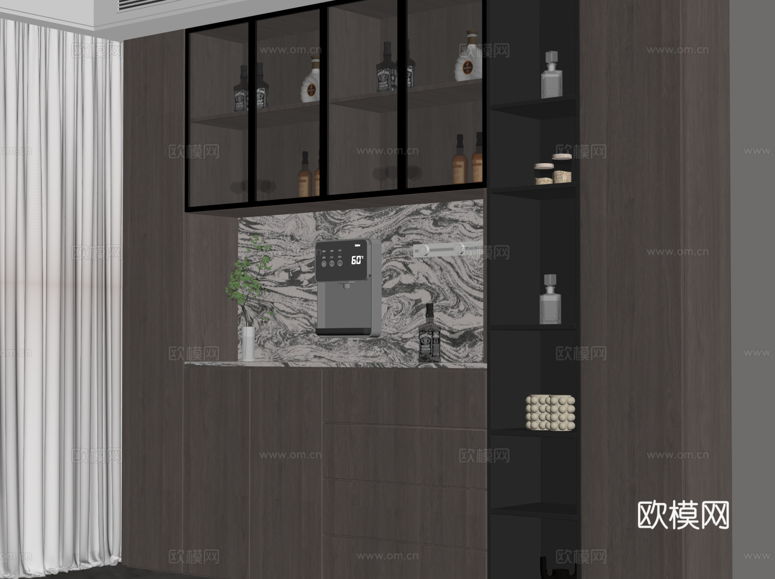 意式酒柜 餐边柜su模型