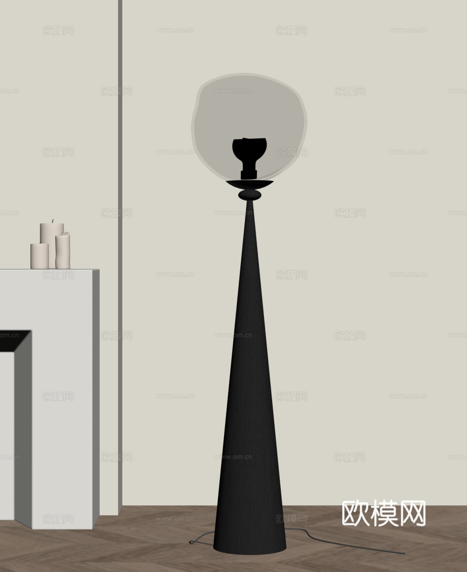 现代法式落地灯 玻璃落地灯su模型