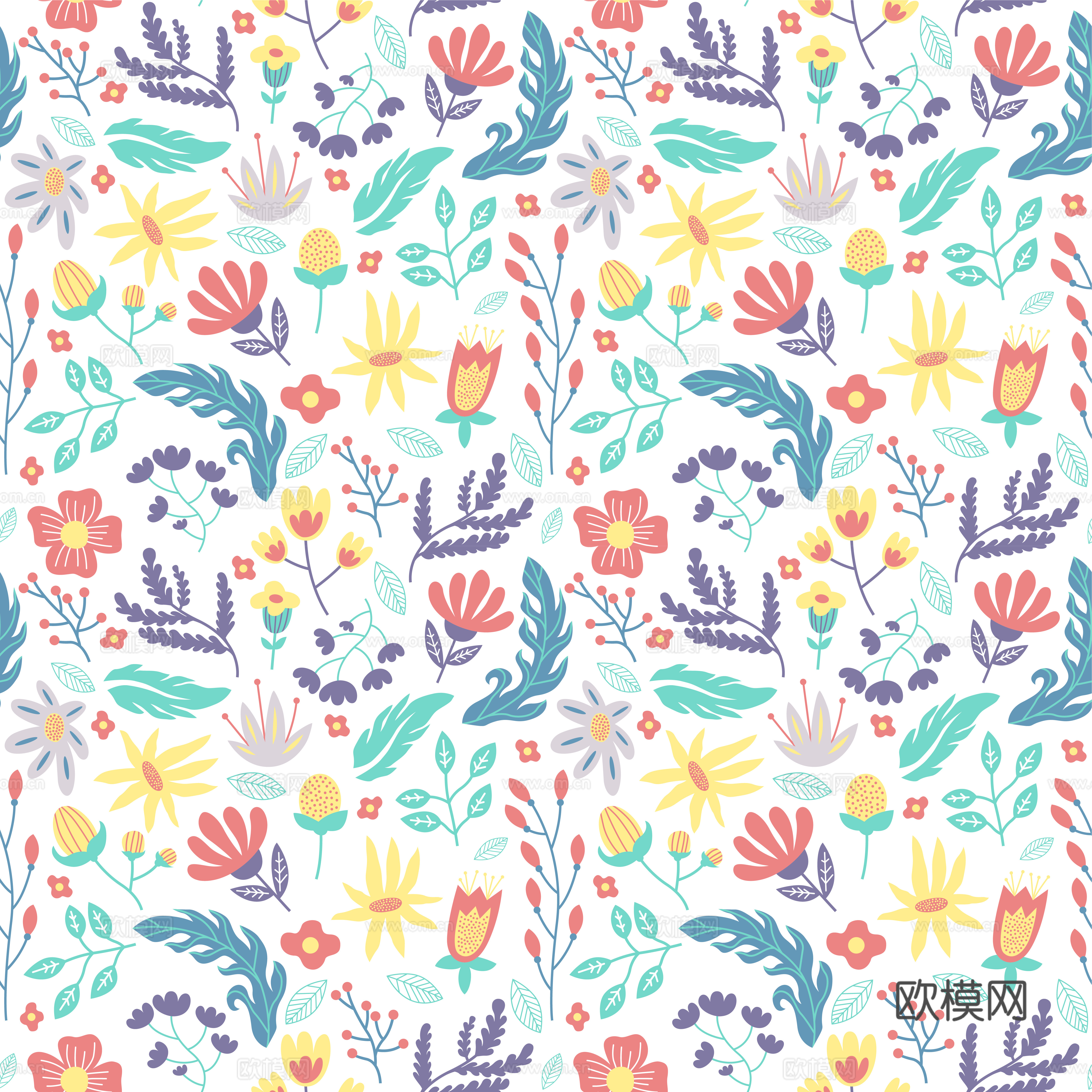 现代植物印花壁纸