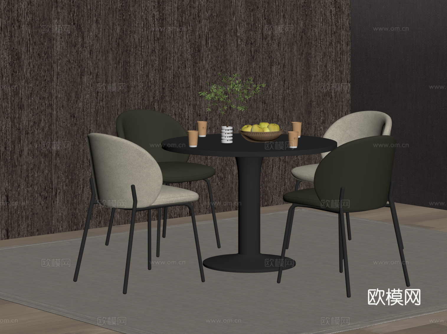 现代洽谈桌椅 休闲桌椅su模型