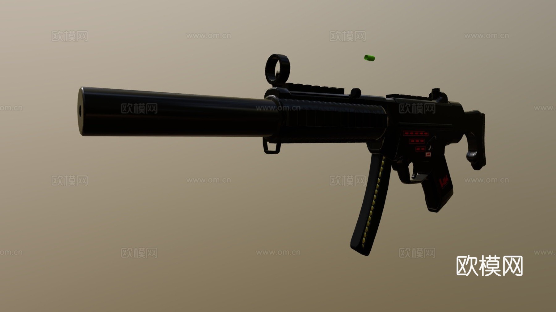MP5隐秘型1射击动画3d模型下载（渲染图1）