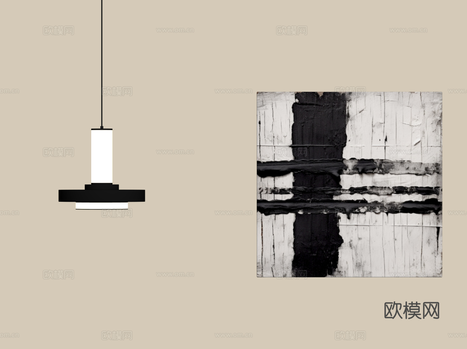 现代挂画 抽象客厅装饰画su模型