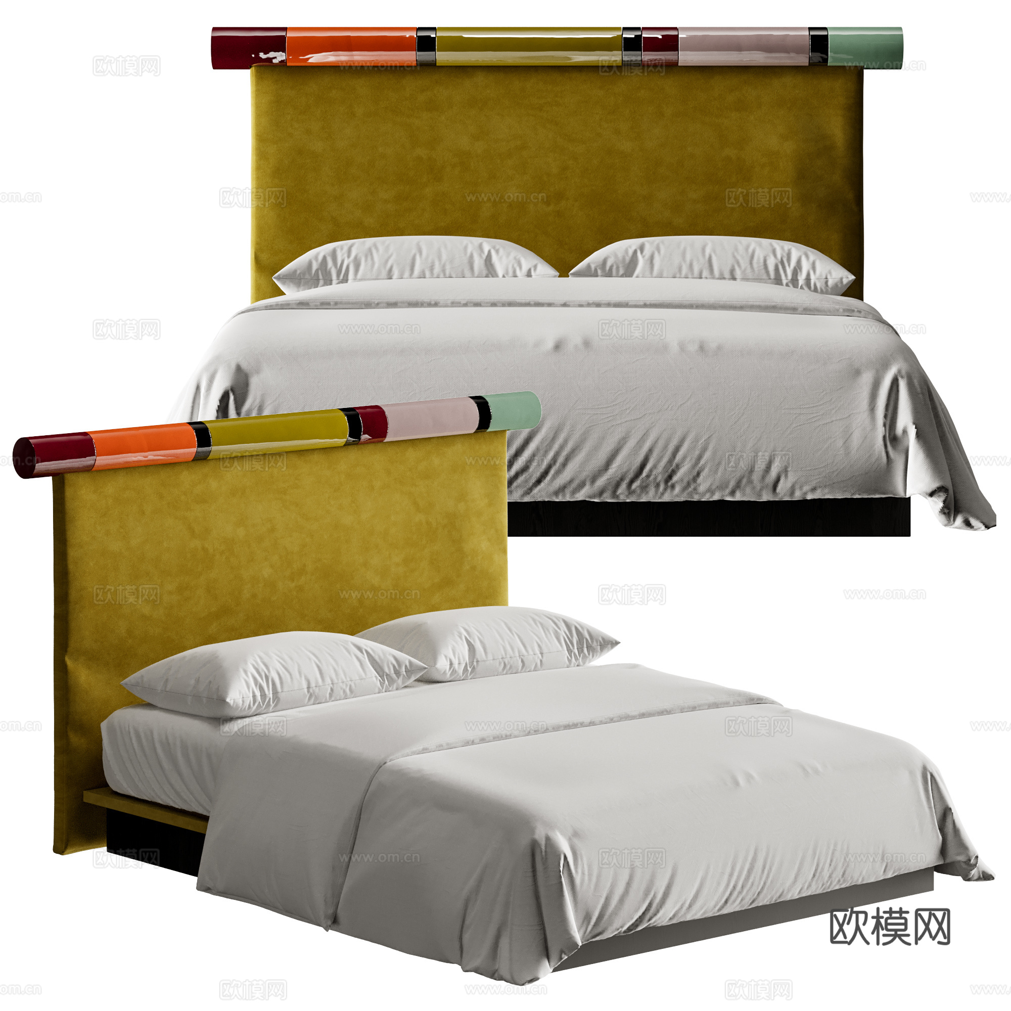 bolzan Rosary 包豪斯双人床 地台床 儿童床3d模型下载（渲染图1）