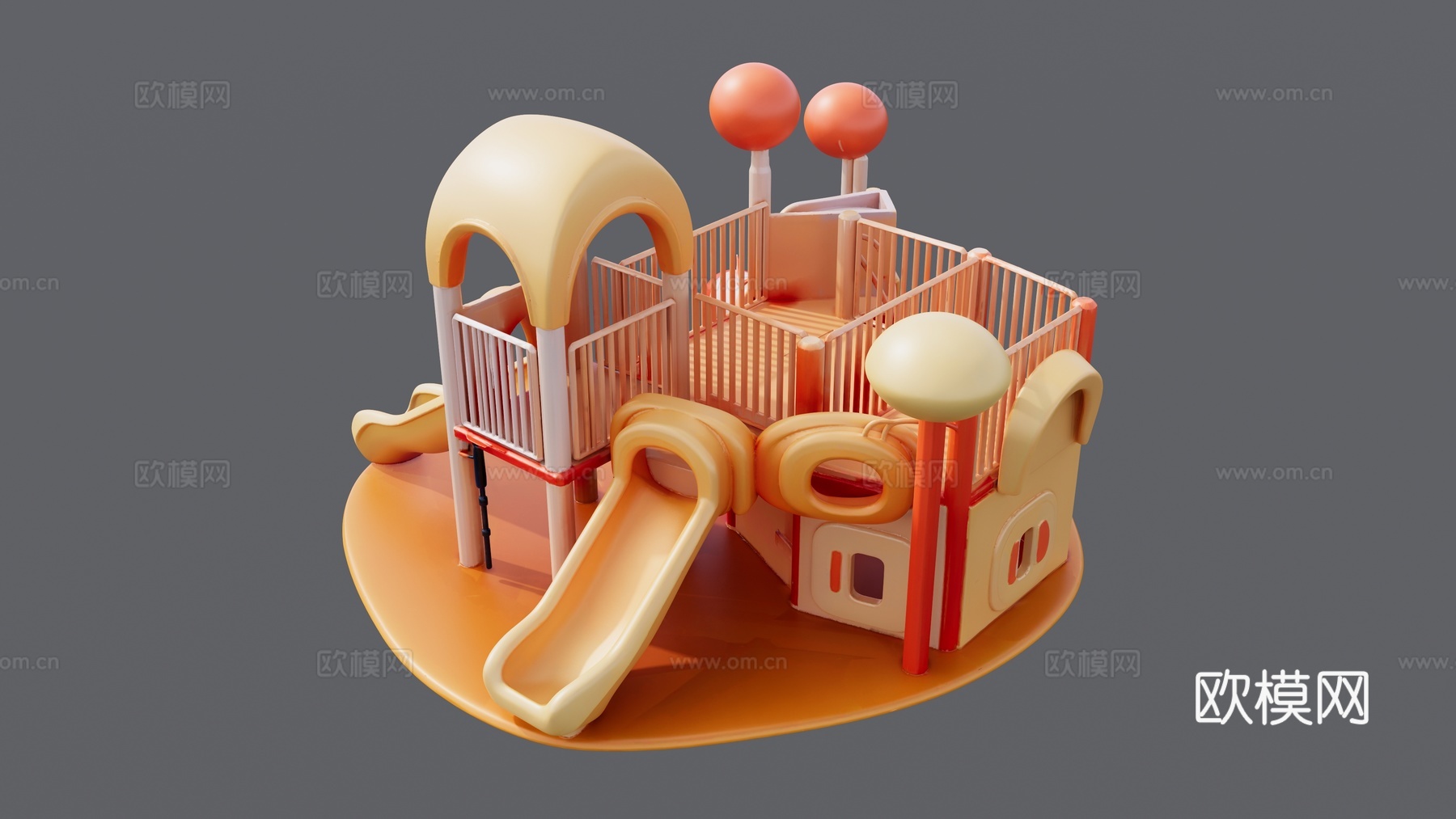 卡通滑滑梯组合装饰摆件su模型