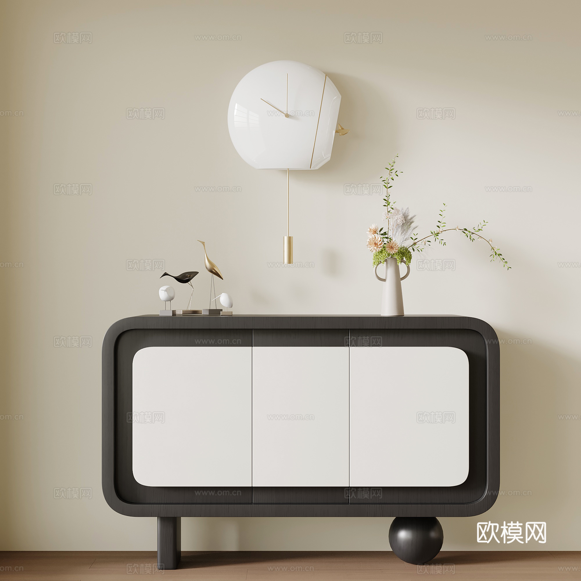 现代法式玄关柜 边柜su模型