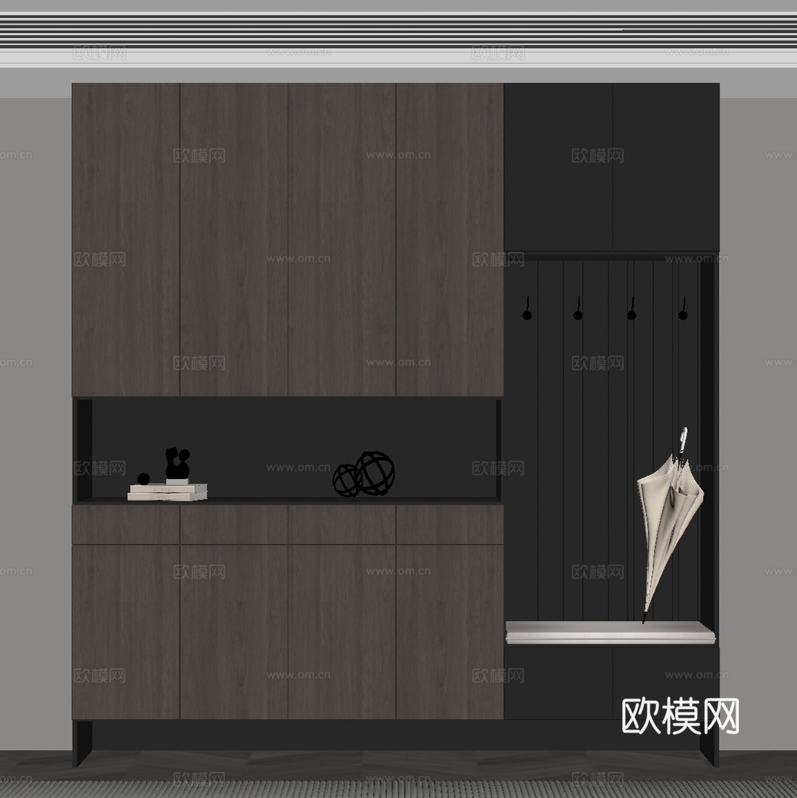 现代意式玄关柜 鞋柜su模型