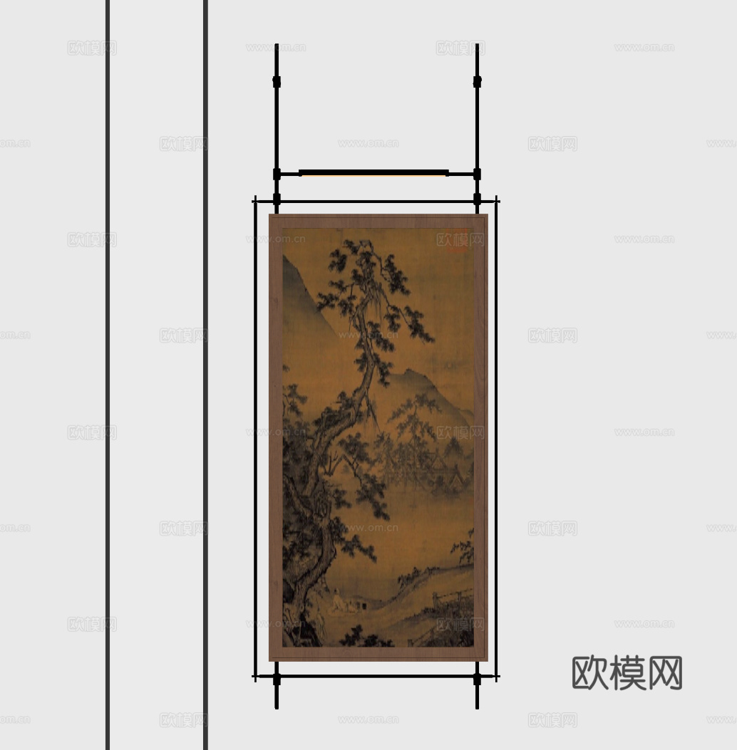新中式挂画su模型