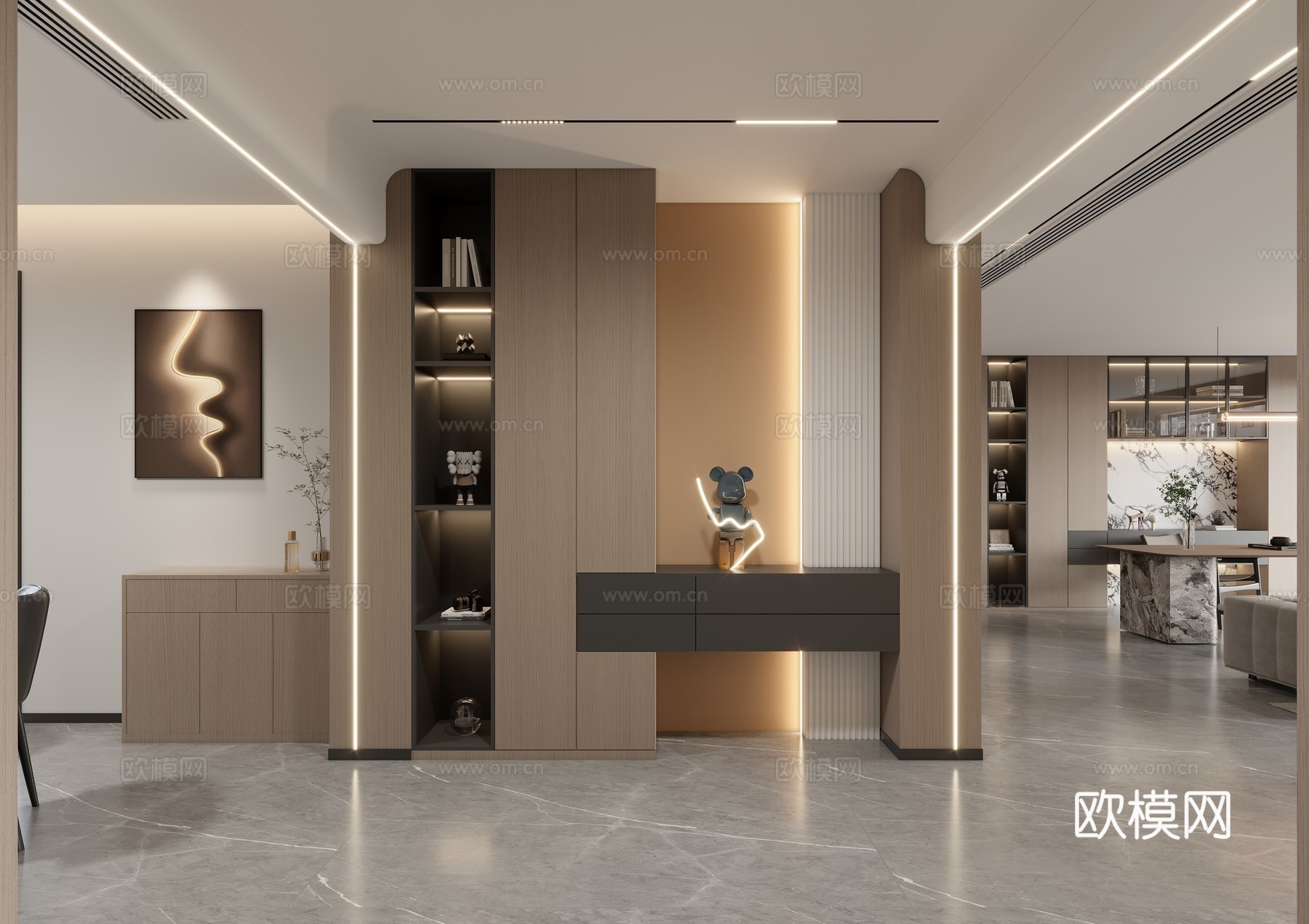 现代意式客餐厅3d模型下载（渲染图4）