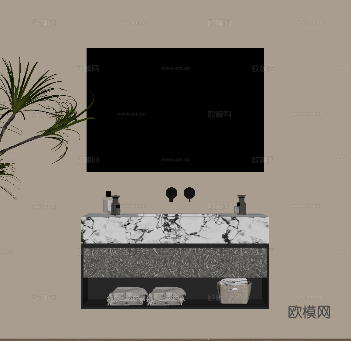 现代意式浴室柜su模型