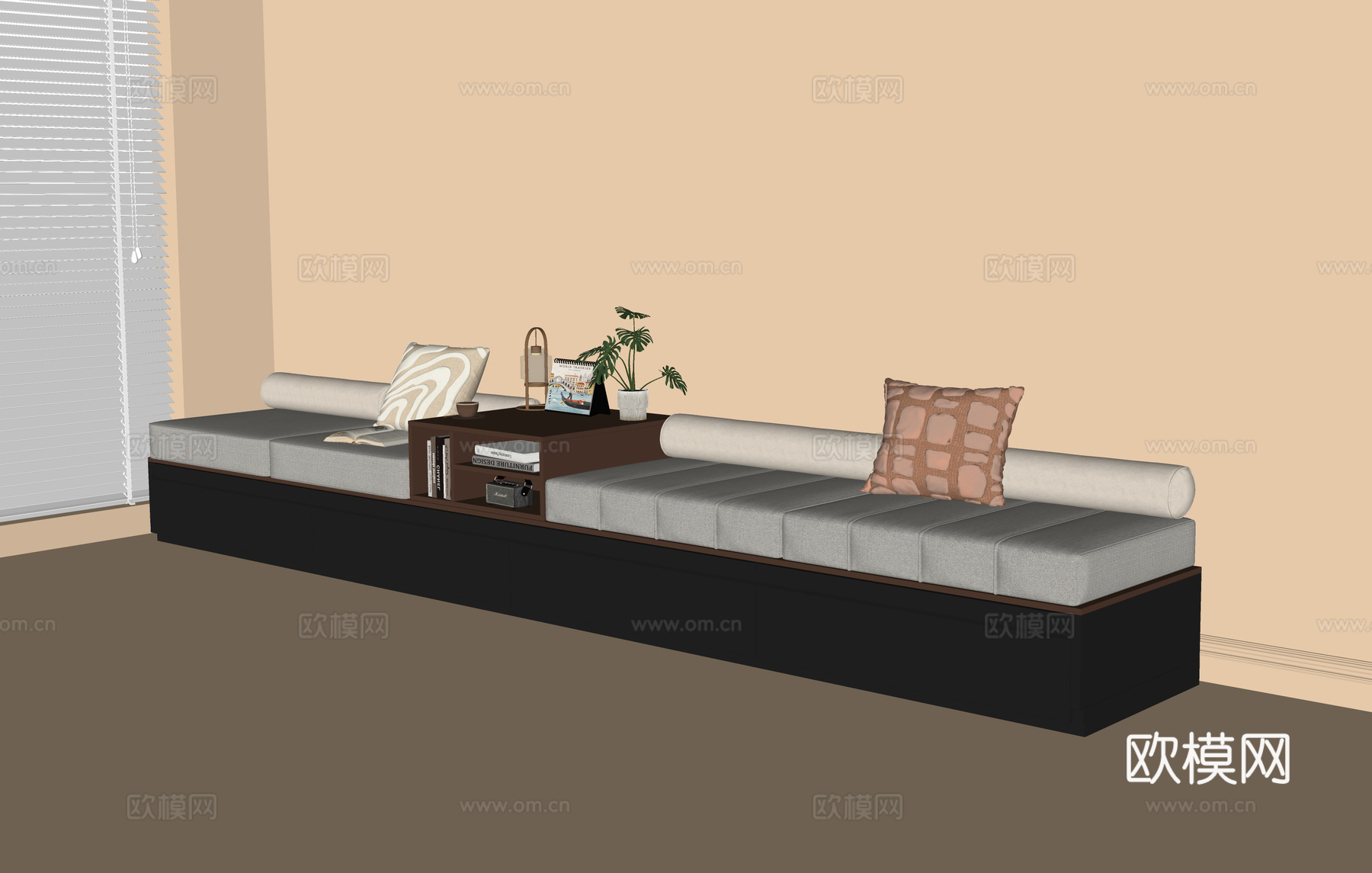 现代飘窗垫 飘窗柜su模型