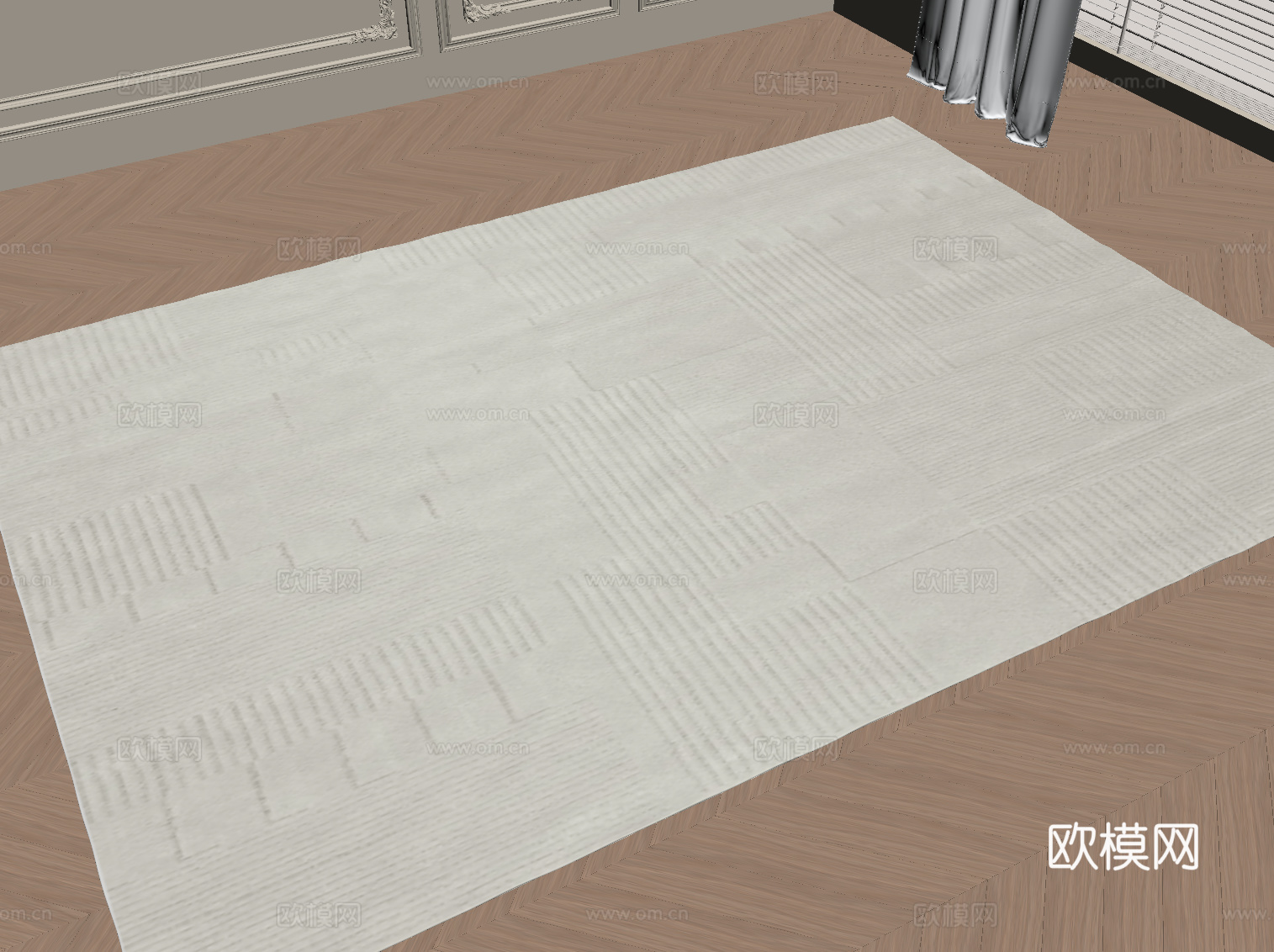 现代奶油地毯su模型