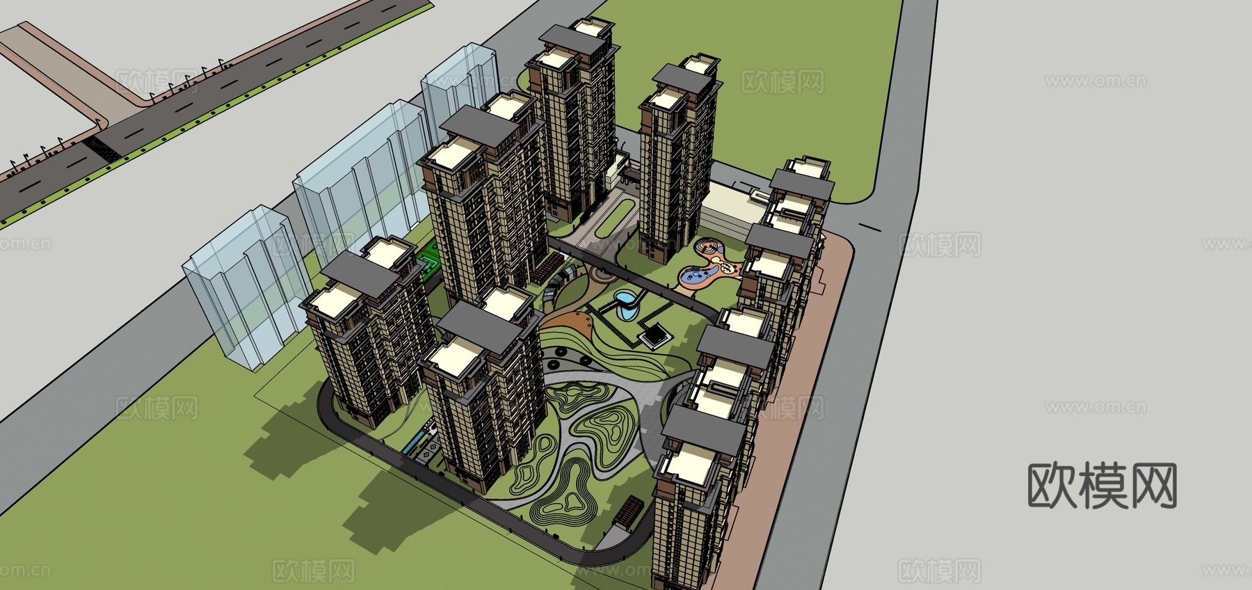 住宅景观 新中式  景观设计   毕业设计 风景园林su模型