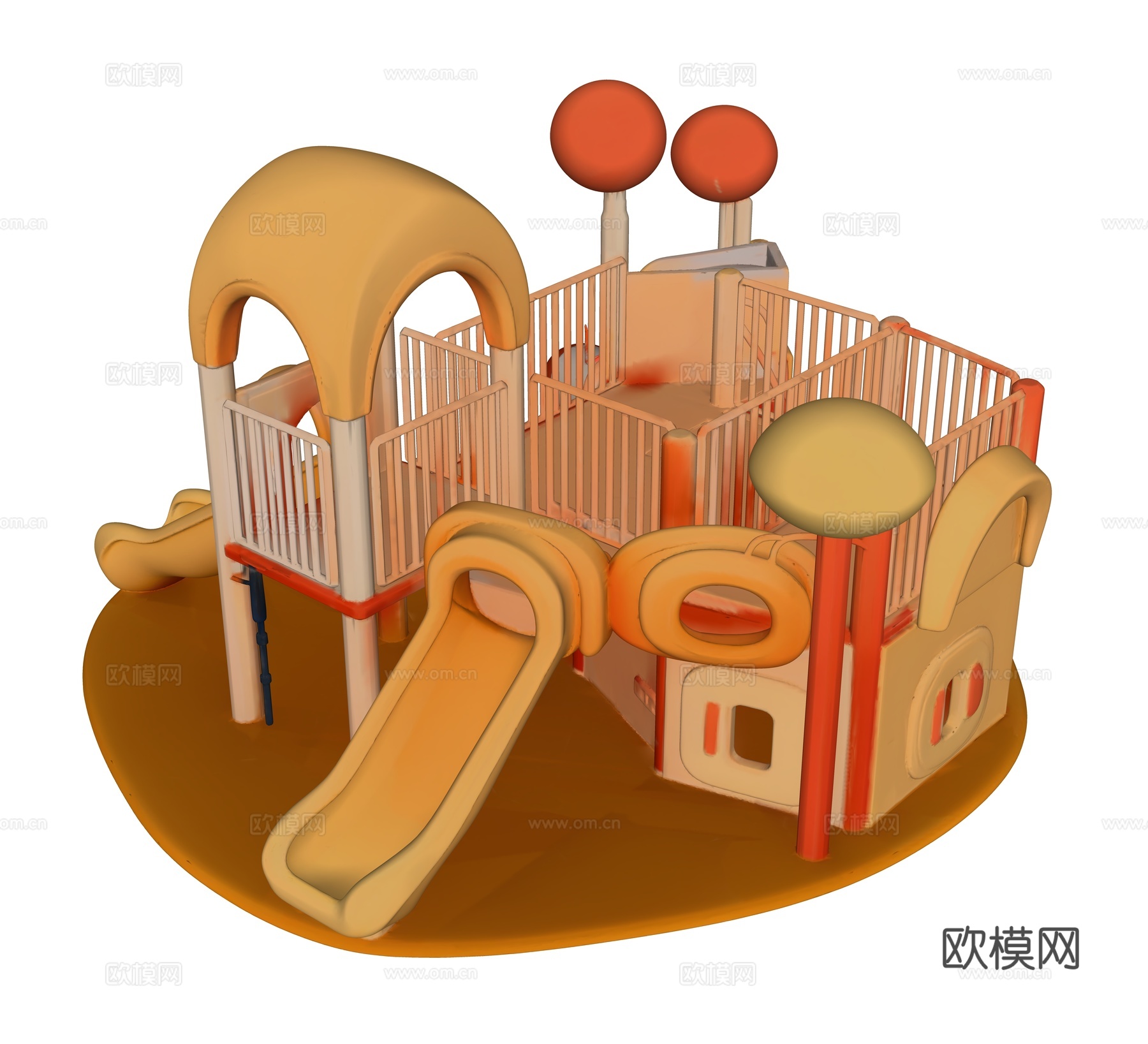 卡通滑滑梯组合装饰摆件su模型
