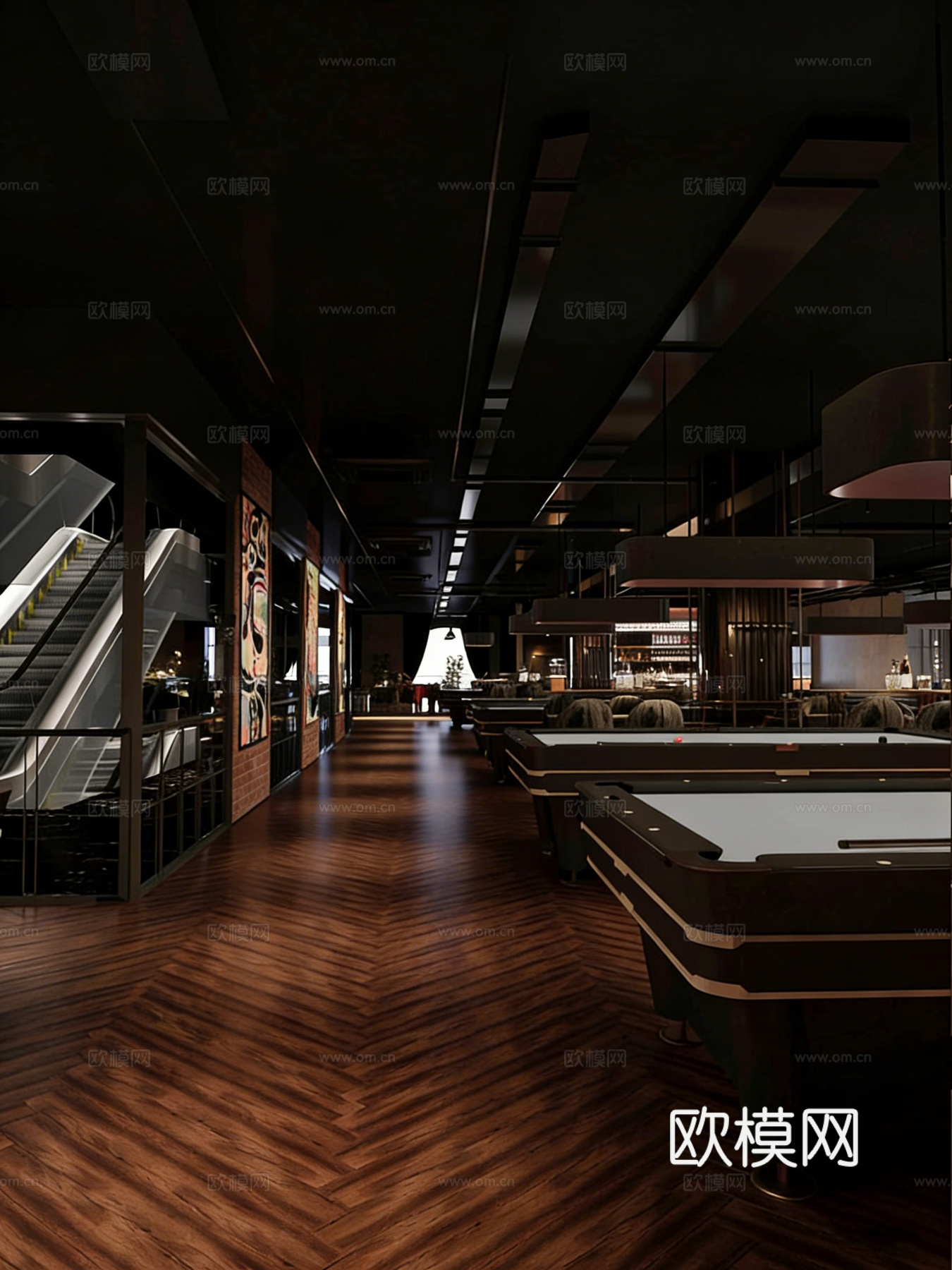 台球室 台球厅 娱乐空间 商业空间 俱乐部3d模型