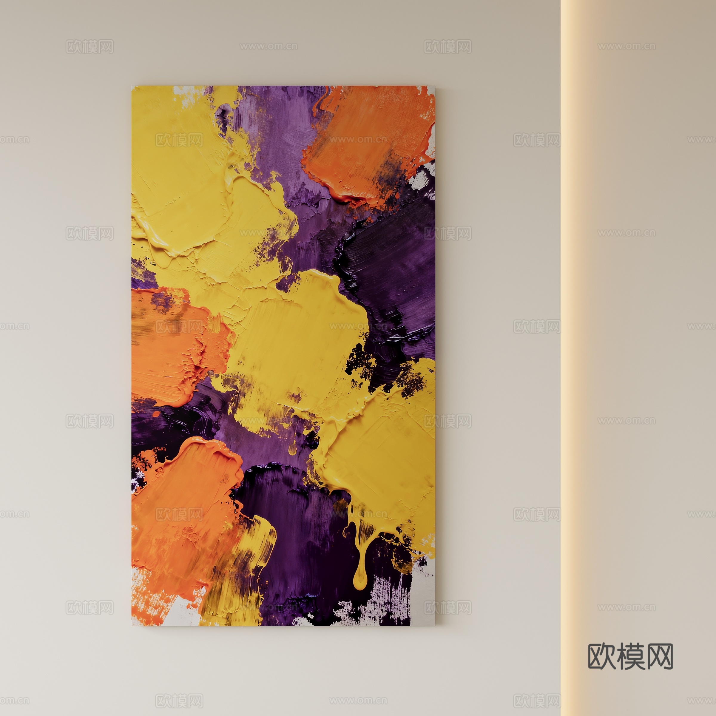 现代抽象油画装饰画su模型