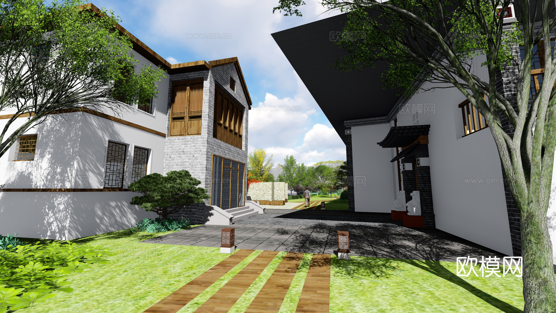 度假区景观  景观设计  民宿度假景观  毕业设计 风景园林su模型