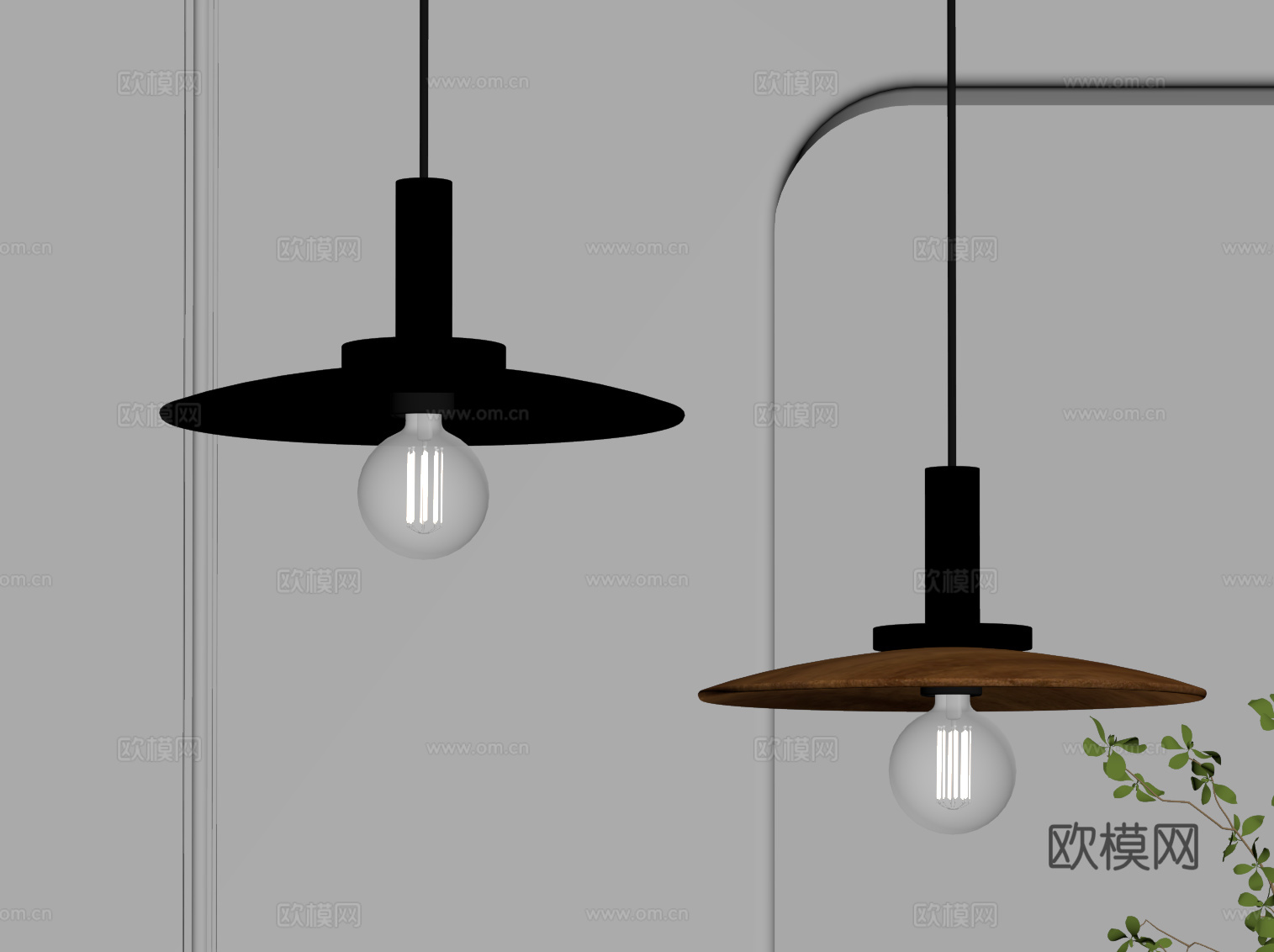 现代中古吊灯 小吊灯 鱼线吊灯su模型