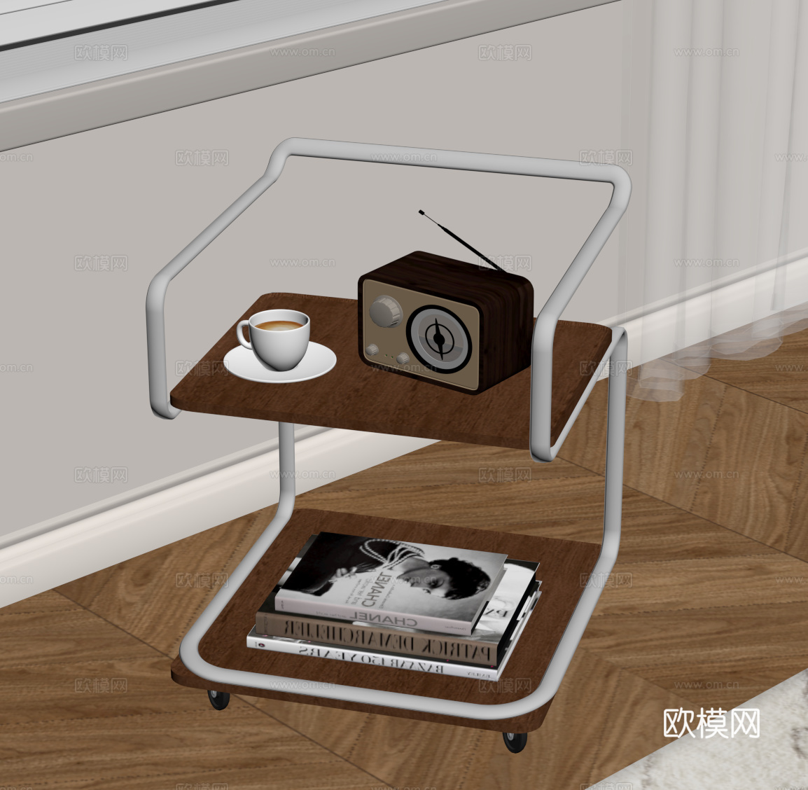 现代中古边几 置物架su模型