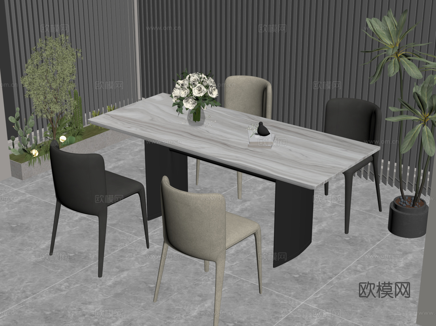 现代餐桌椅su模型