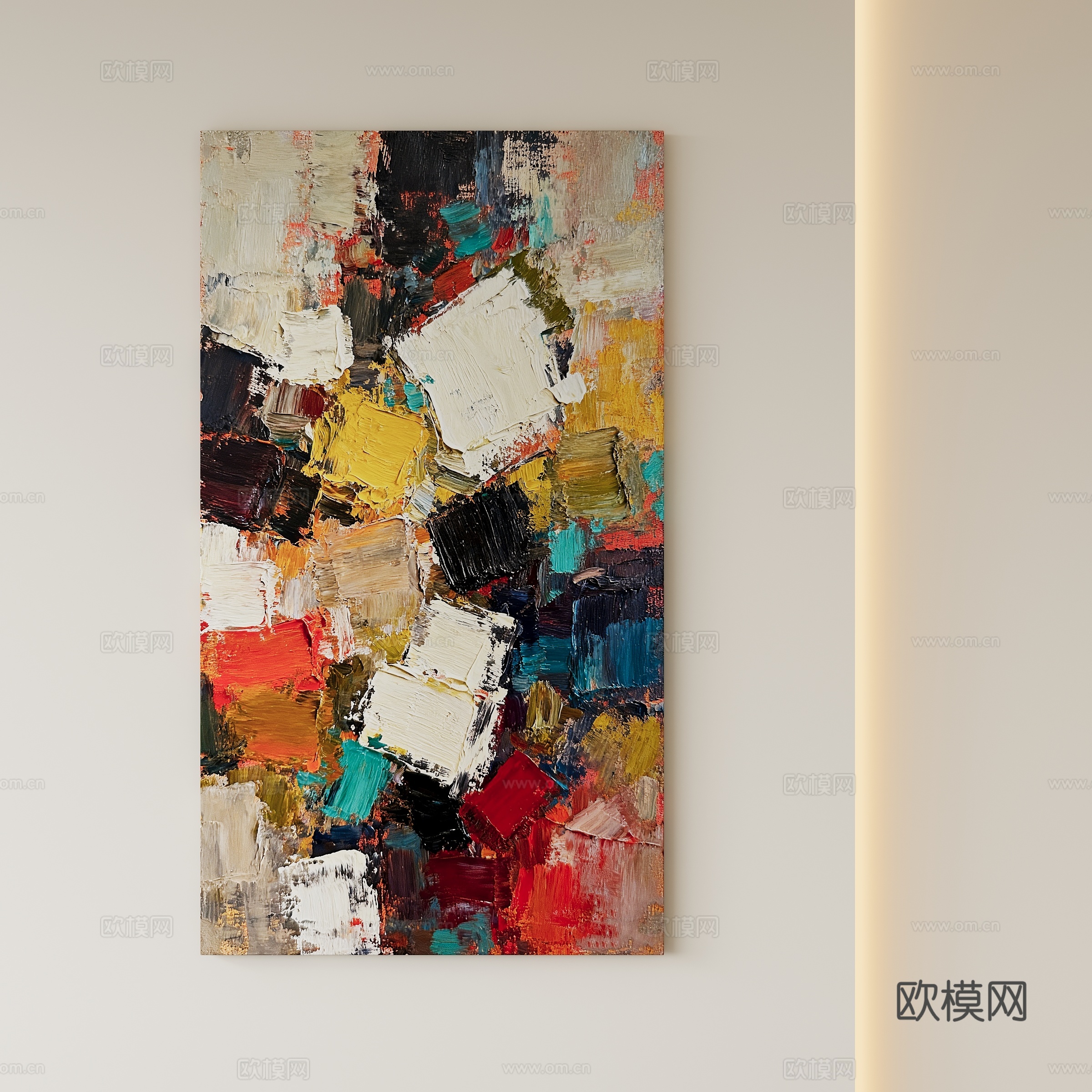 现代抽象油画装饰画su模型下载（渲染图1）