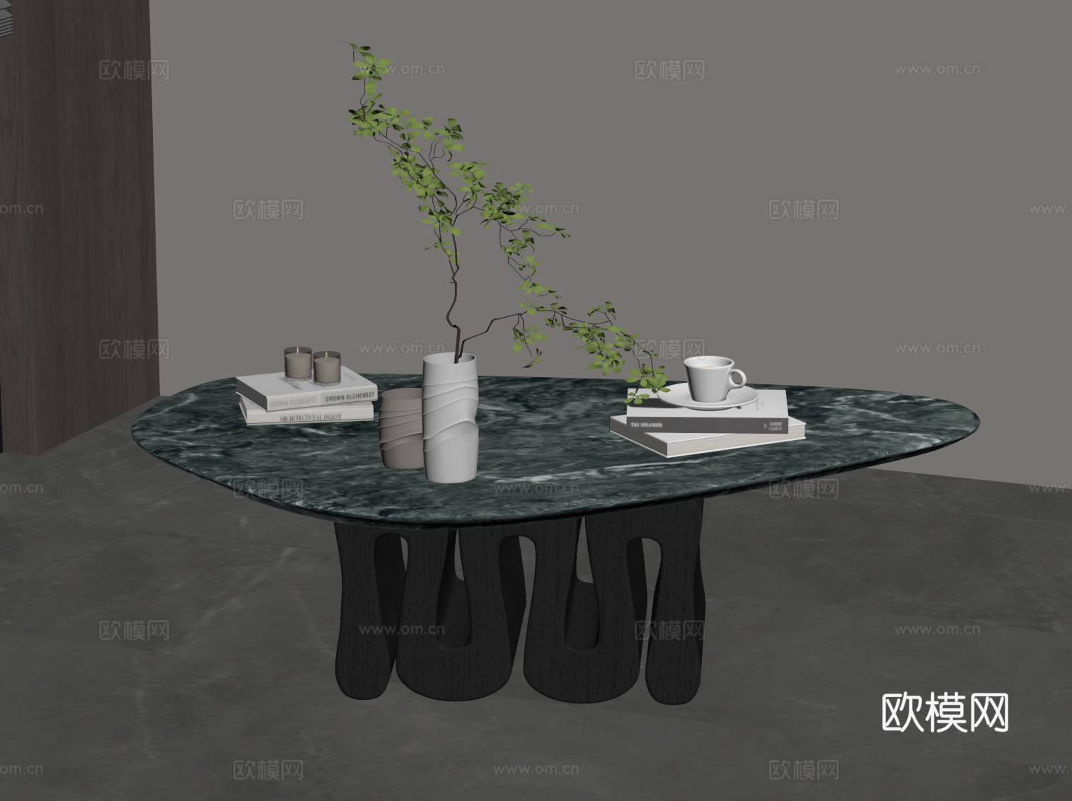 现代意式茶几 大理石茶几su模型下载（渲染图2）