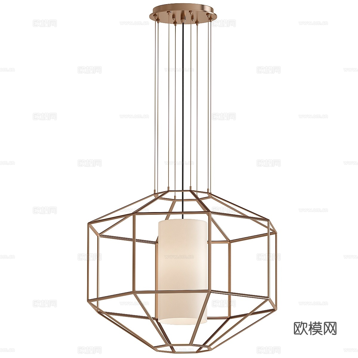 剪影单灯金箔吊灯3d模型下载