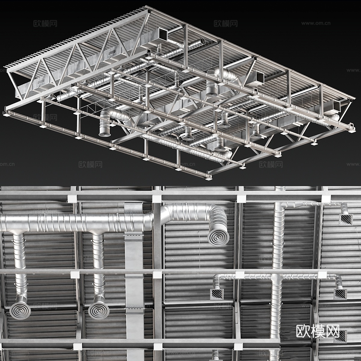天花板通风系统 灰色款3d模型下载