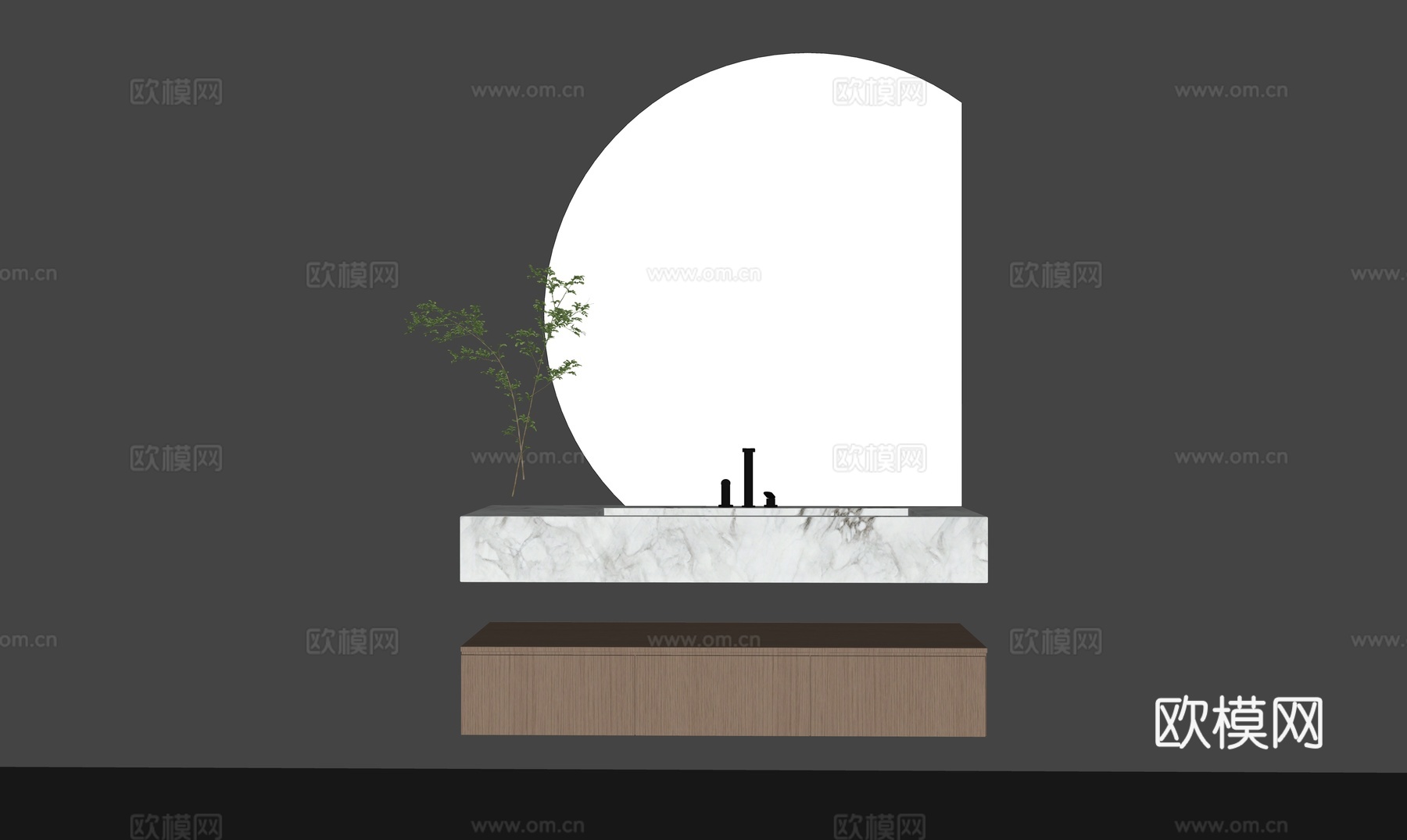 现代浴室柜洗手台su模型