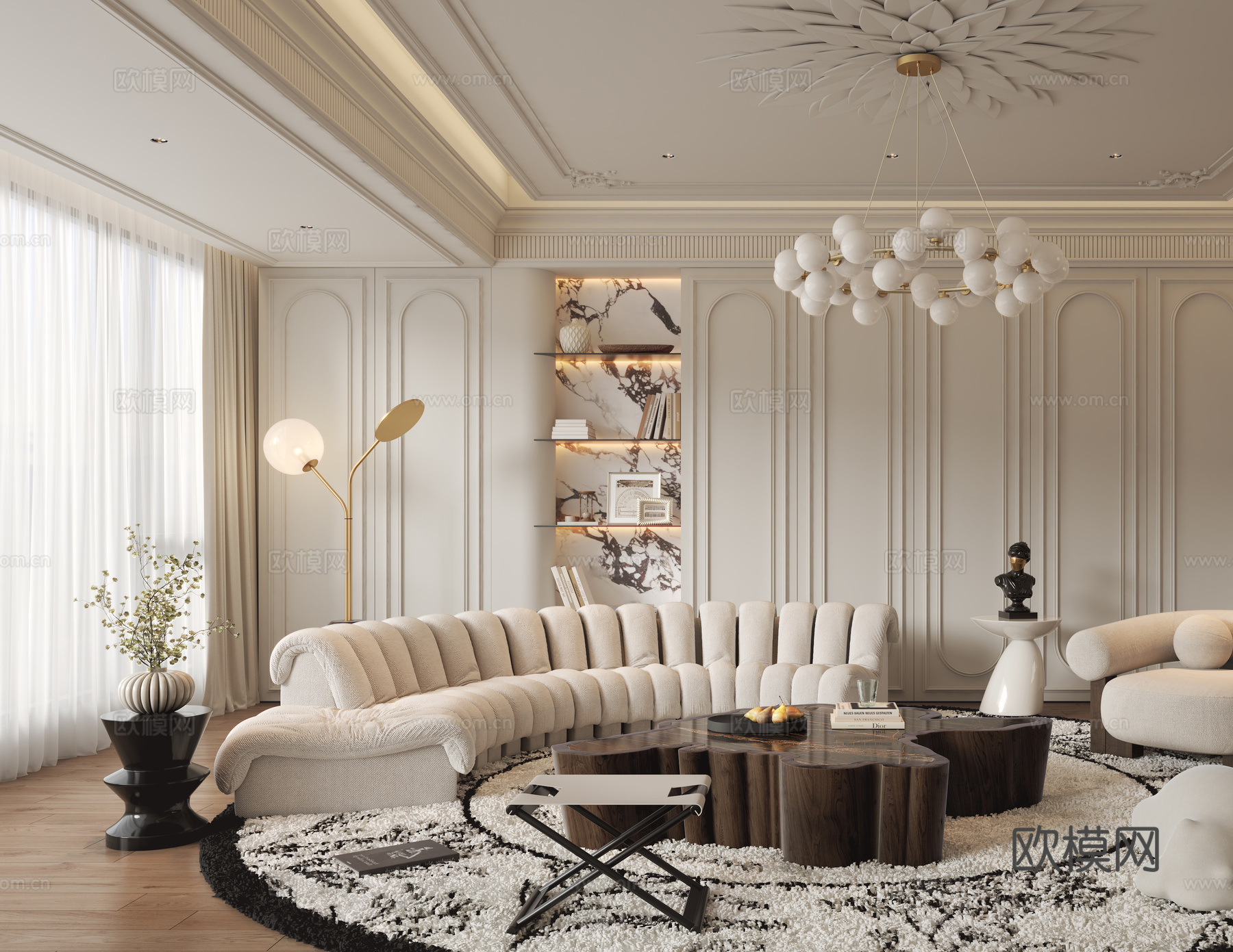 法式客厅3d模型下载（渲染图4）
