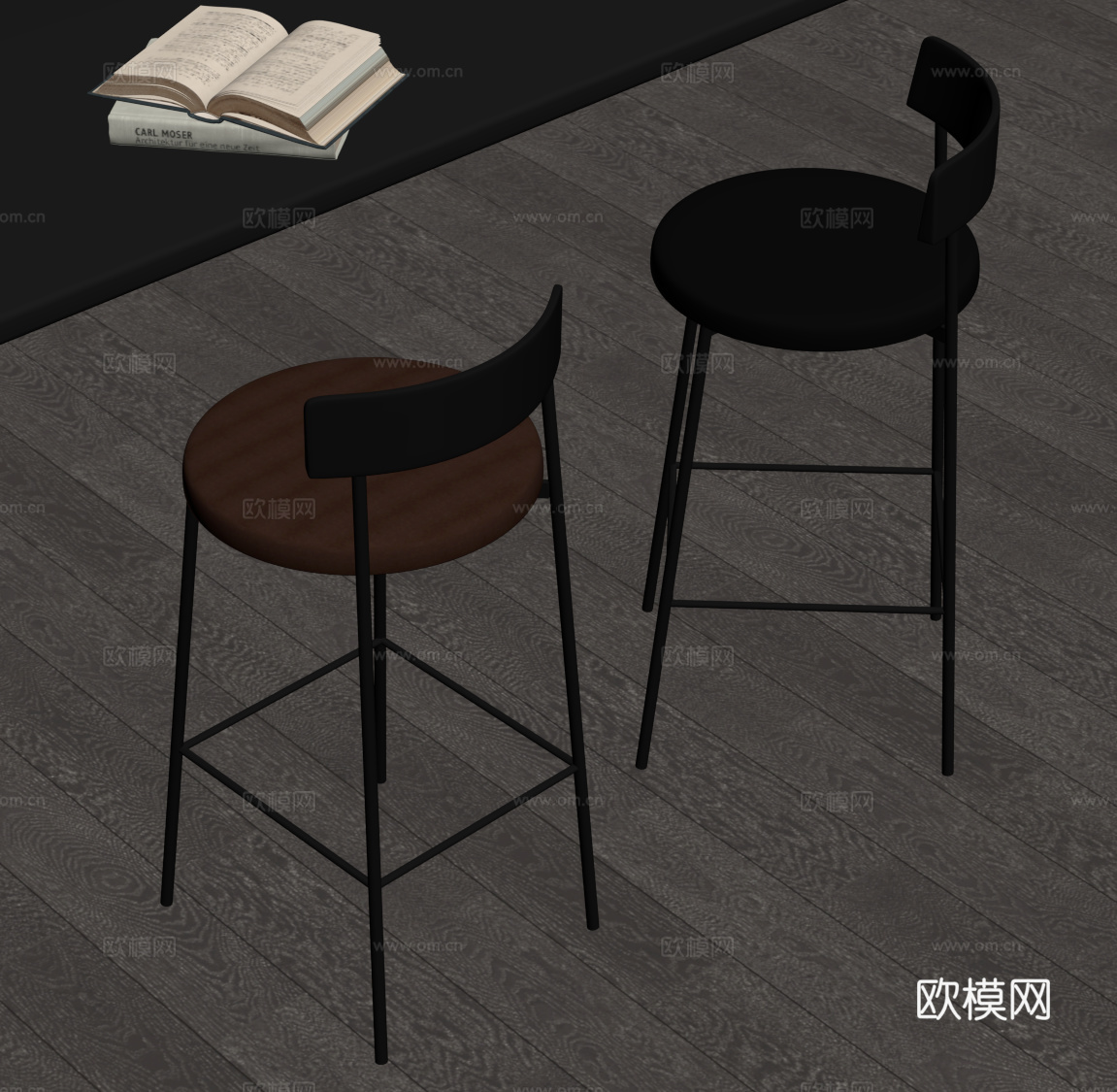 现代意式吧椅 吧凳su模型