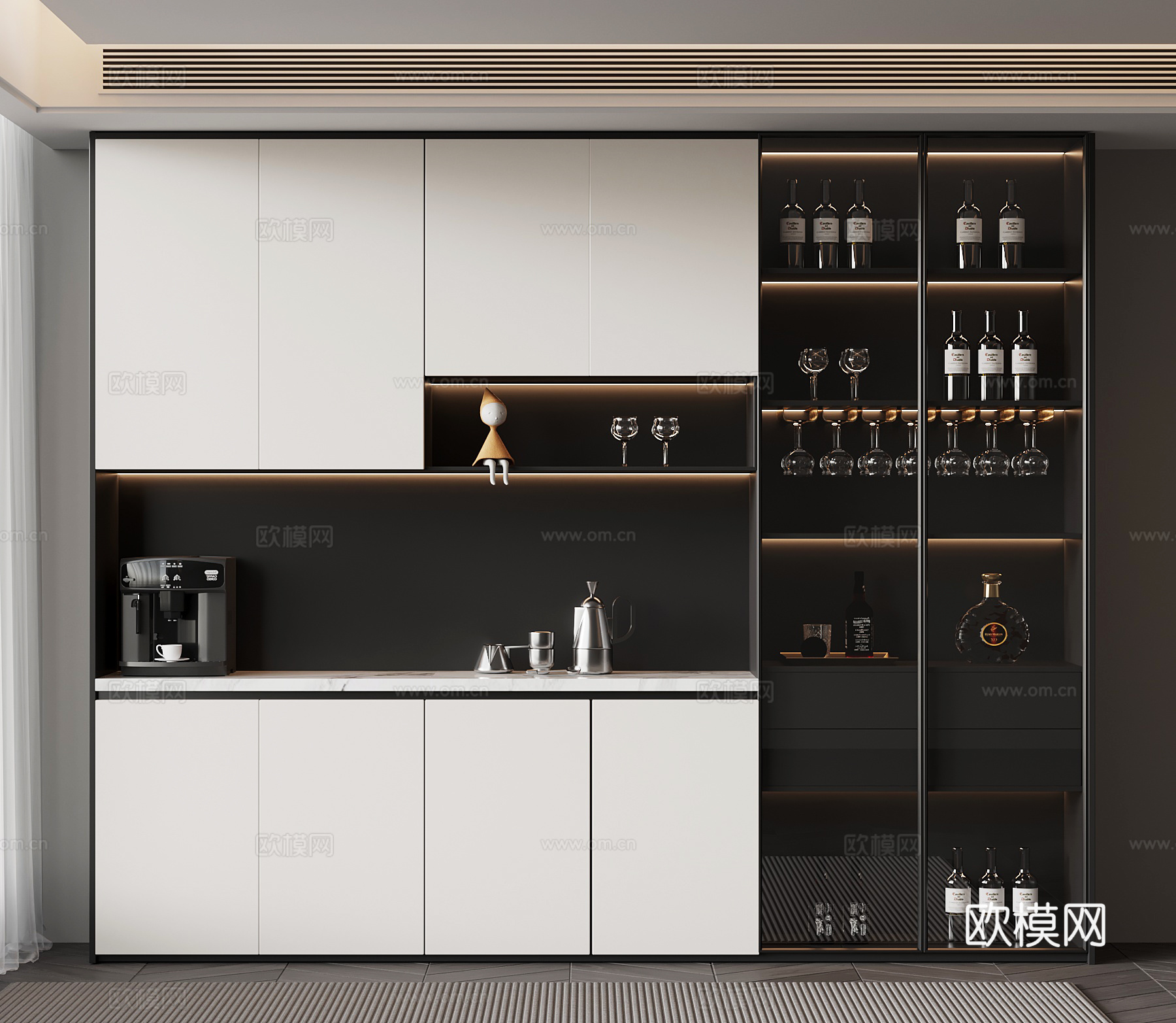现代酒柜 餐边柜su模型