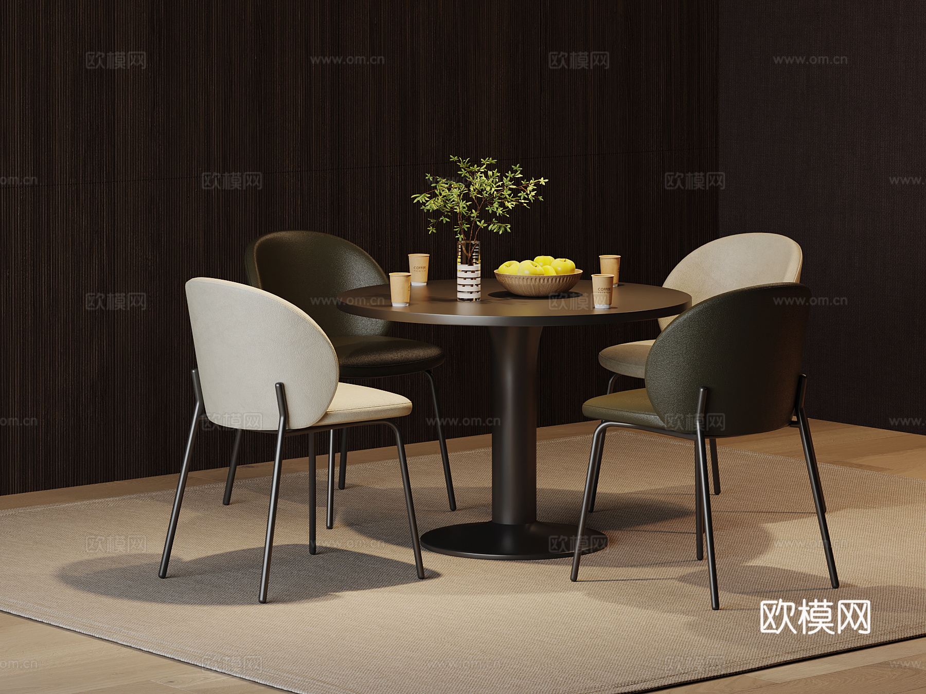 现代洽谈桌椅 休闲桌椅su模型