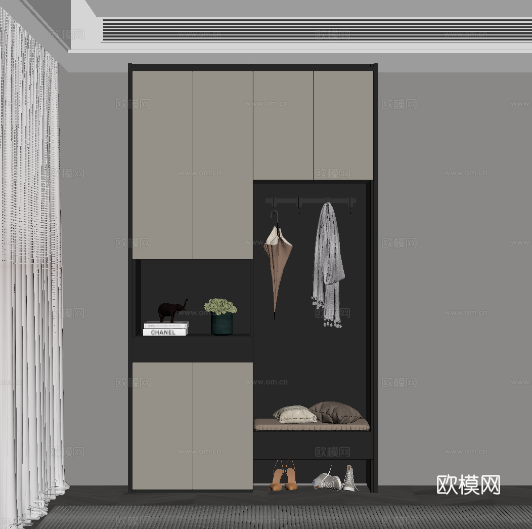 现代玄关鞋柜su模型
