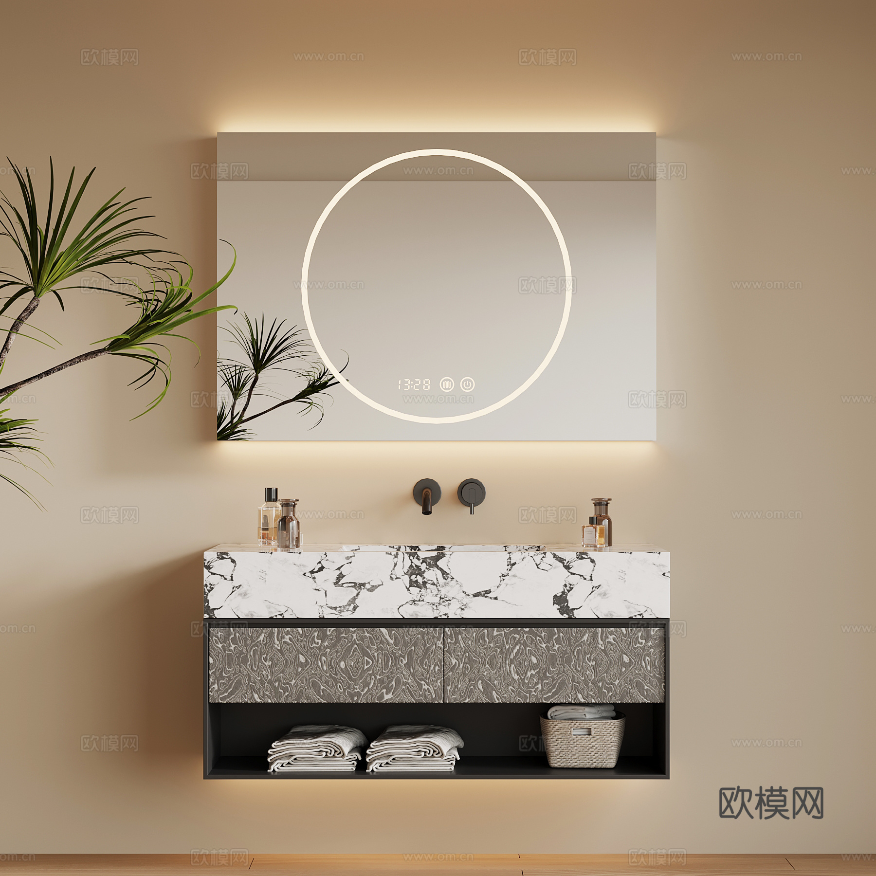 现代意式浴室柜su模型