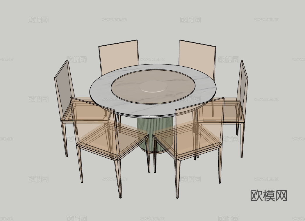 现代餐厅圆桌su模型