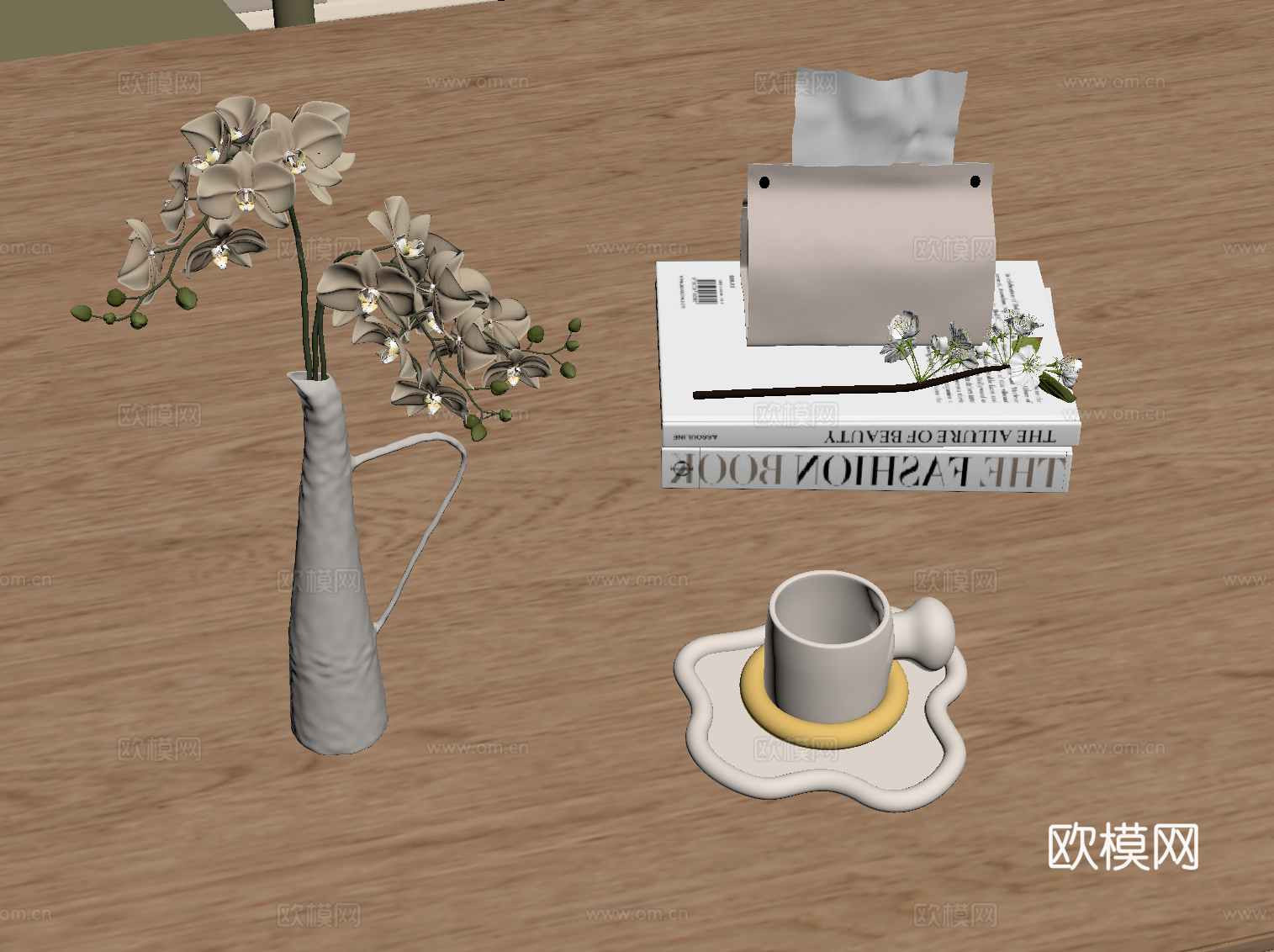 现代奶油风摆件 饰品摆件组合 花瓶 杯子su模型