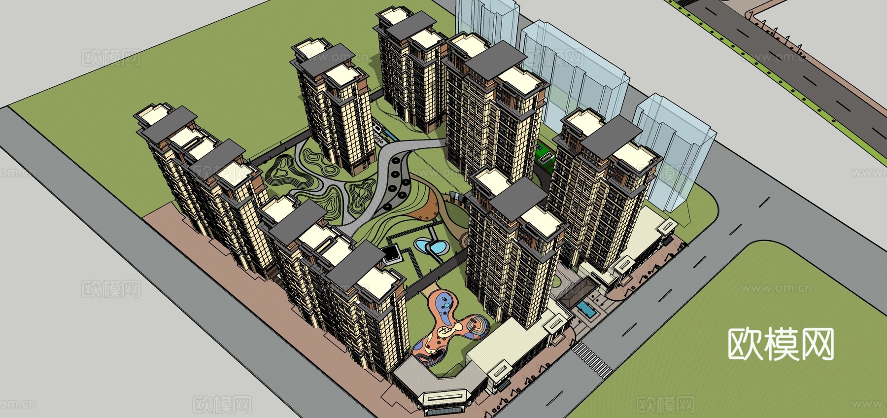 住宅景观 新中式  景观设计   毕业设计 风景园林su模型