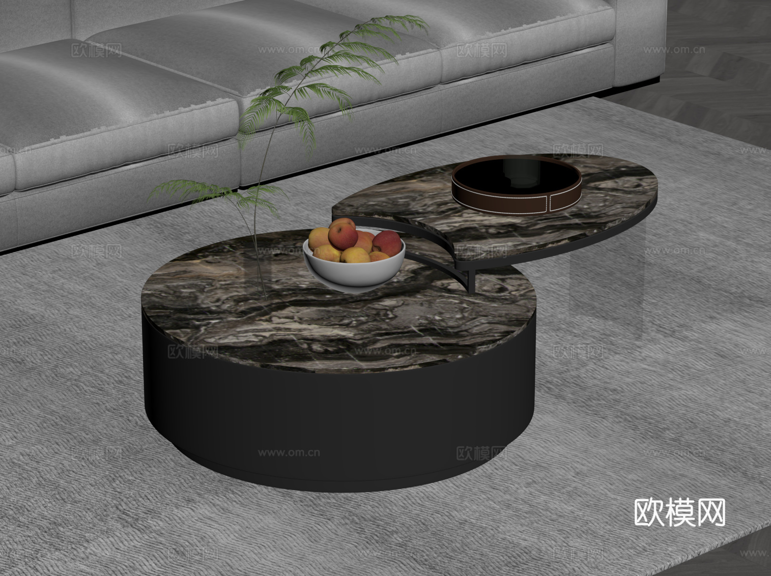 现代意式代茶几 子母茶几su模型