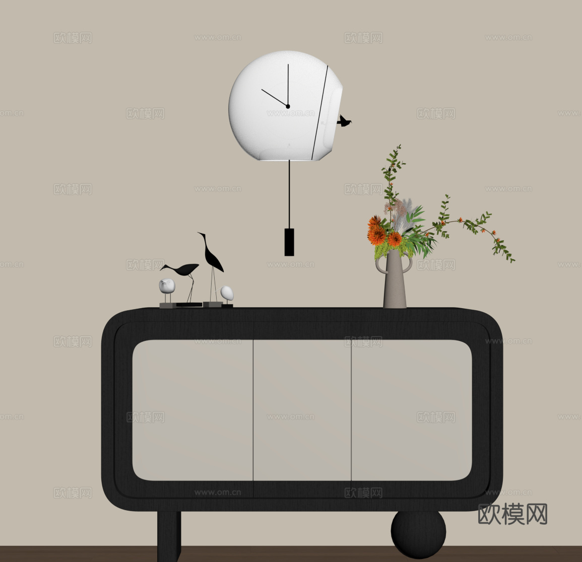 现代法式玄关柜 边柜su模型