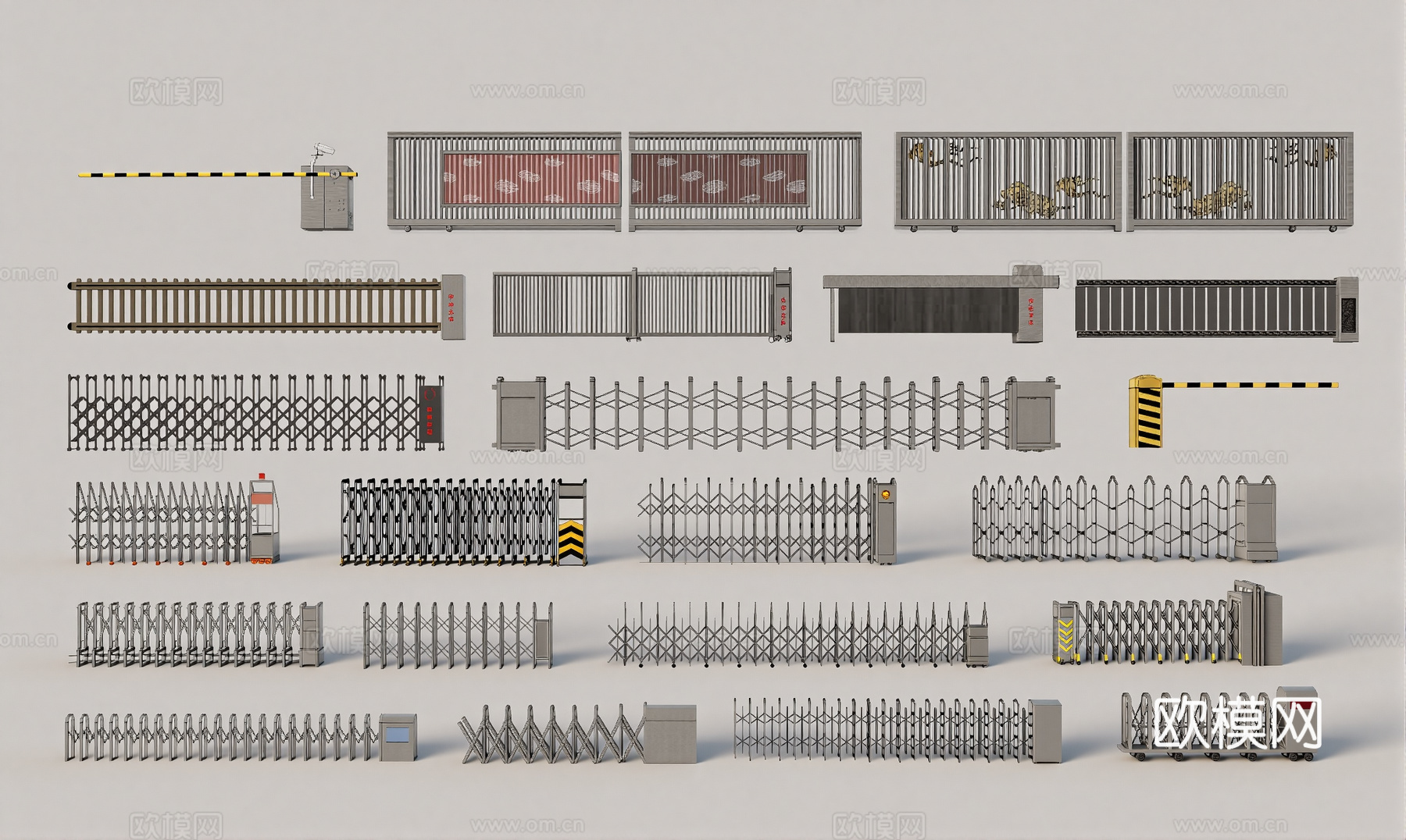 户外大门电动闸门su模型下载（渲染图1）