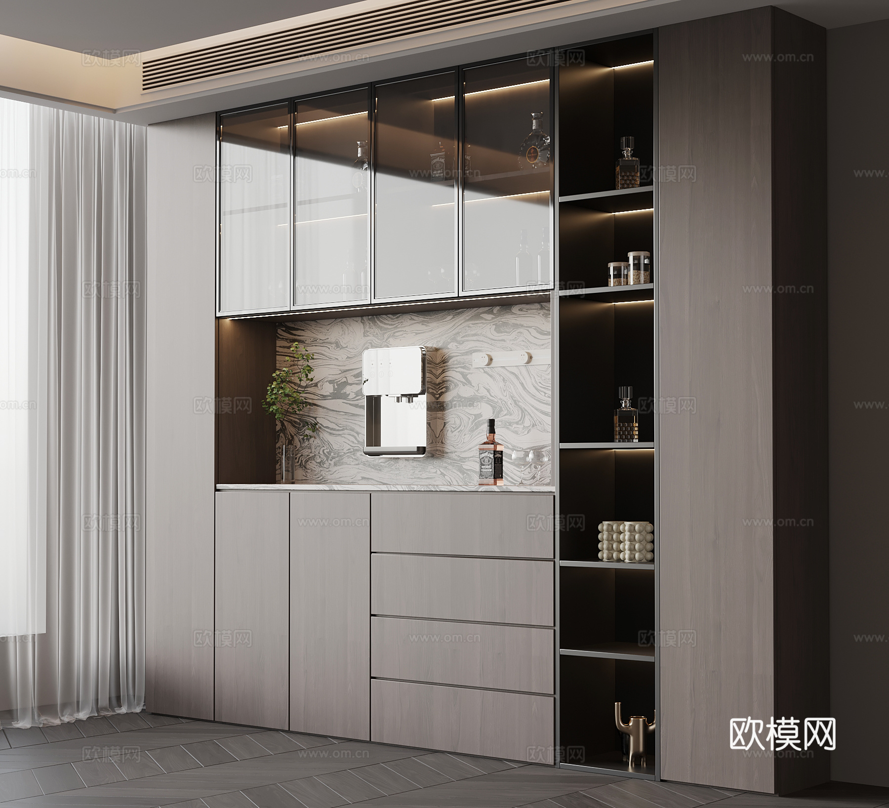 意式酒柜 餐边柜su模型