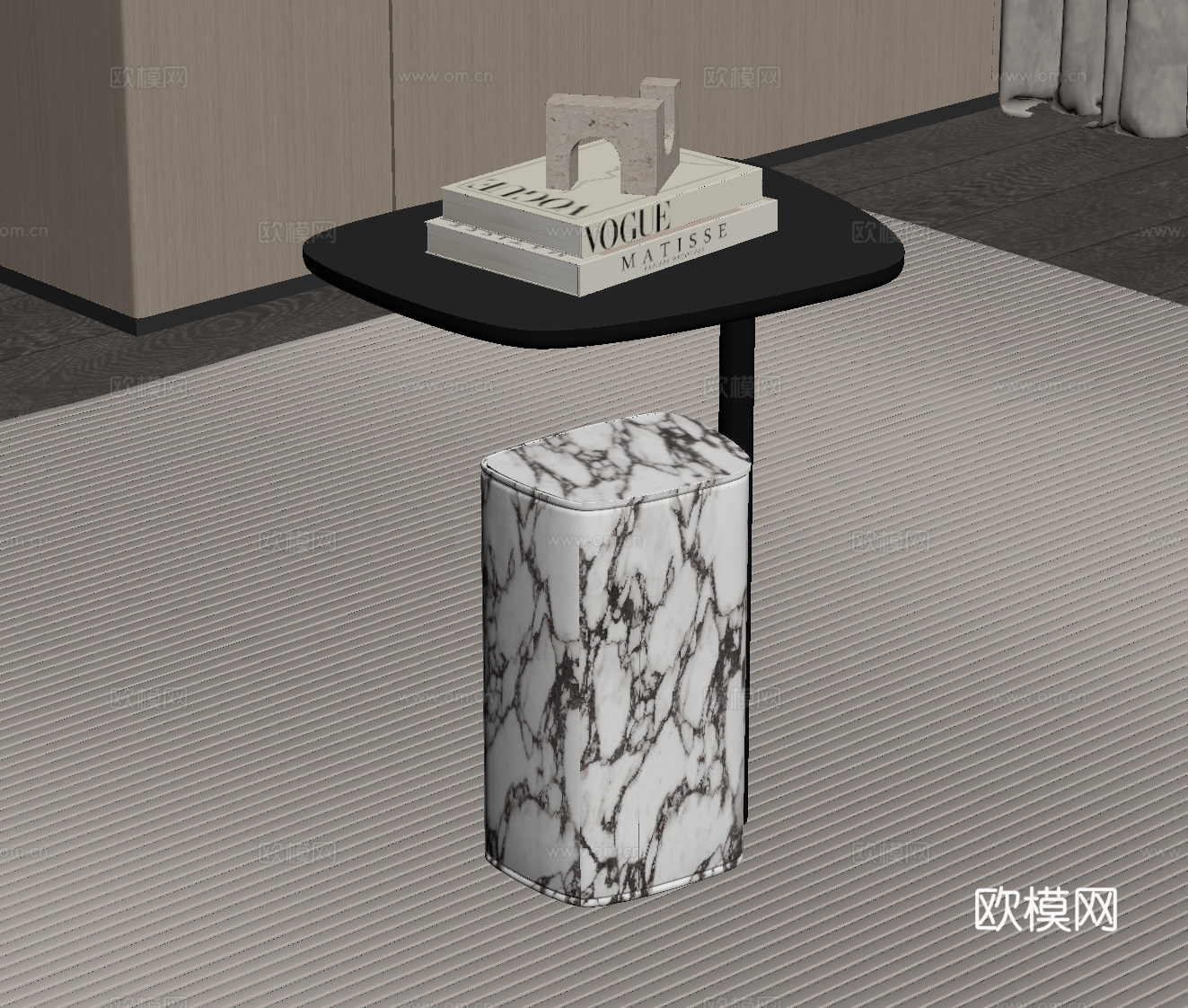 现代意式边几 大理石边几su模型