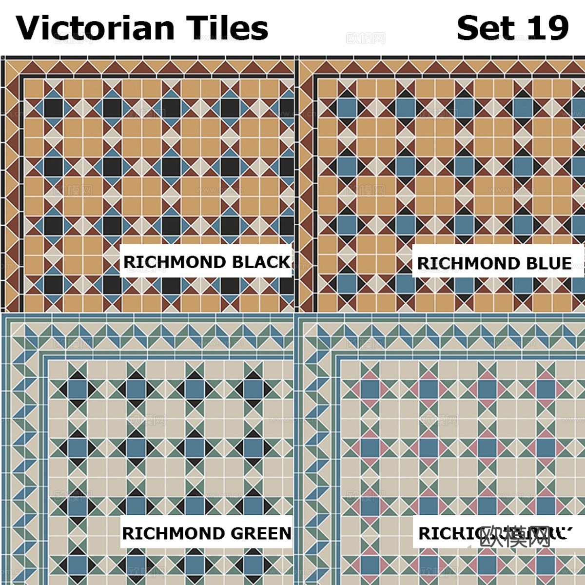 Topcer 维多利亚风格瓷砖套装 193d模型下载