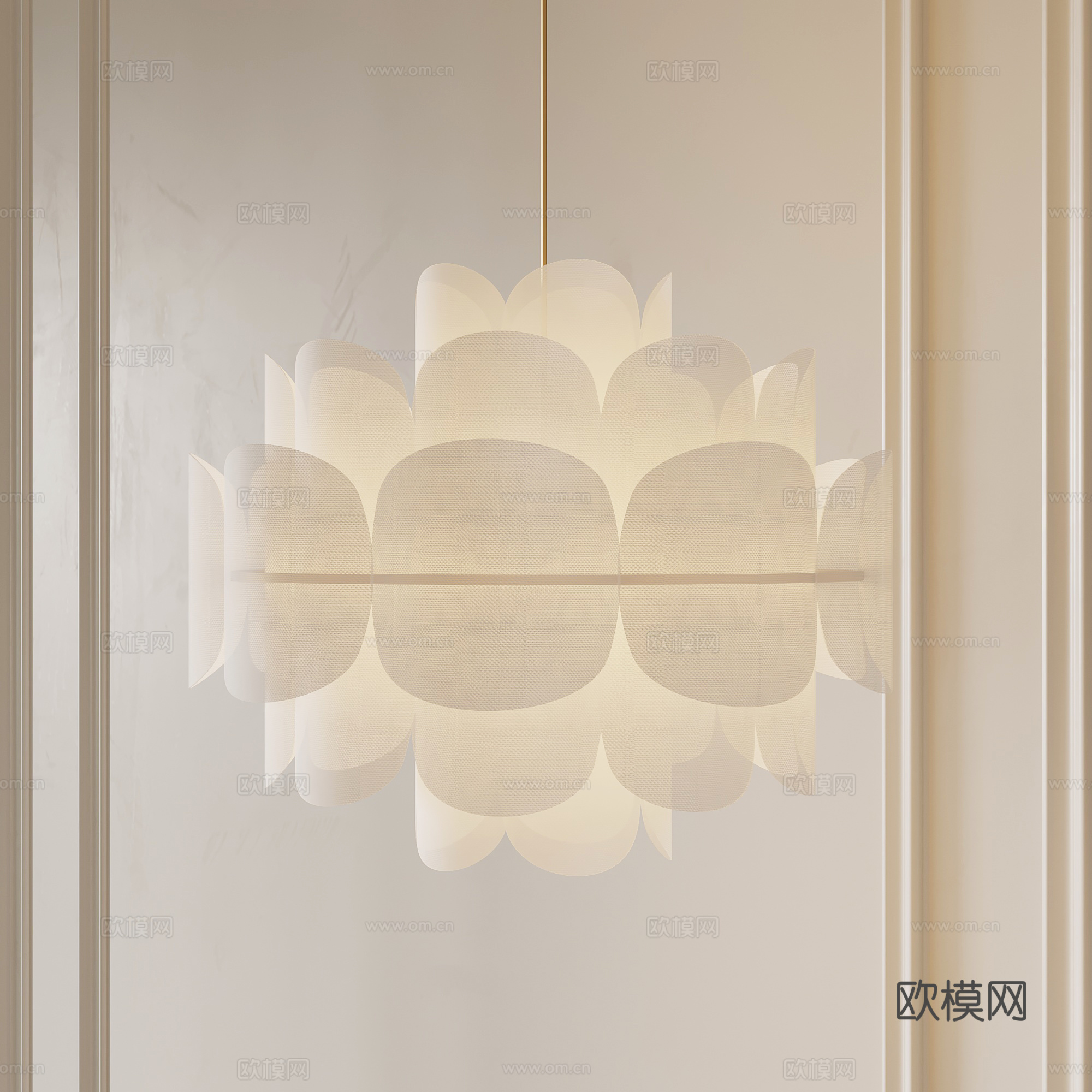 法式奶油风吊灯 花瓣吊灯su模型